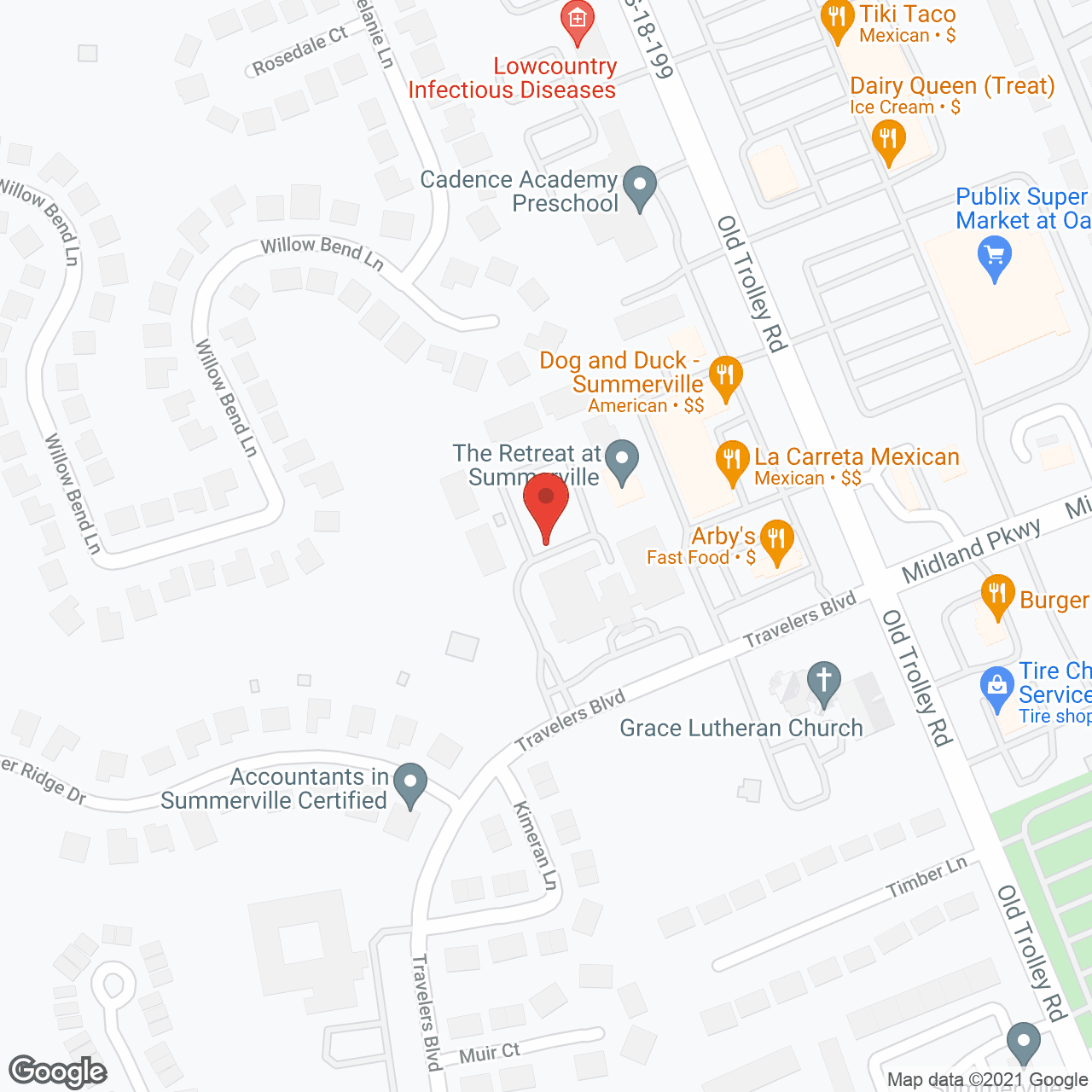 Map of the neighborhood around The Retreat at Summerville