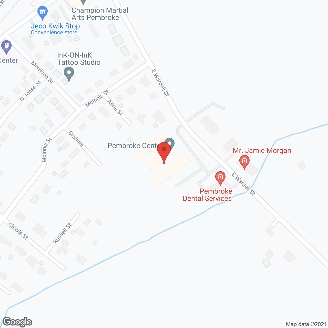 Map of the neighborhood around Pembroke Care and Rehabilitation Center