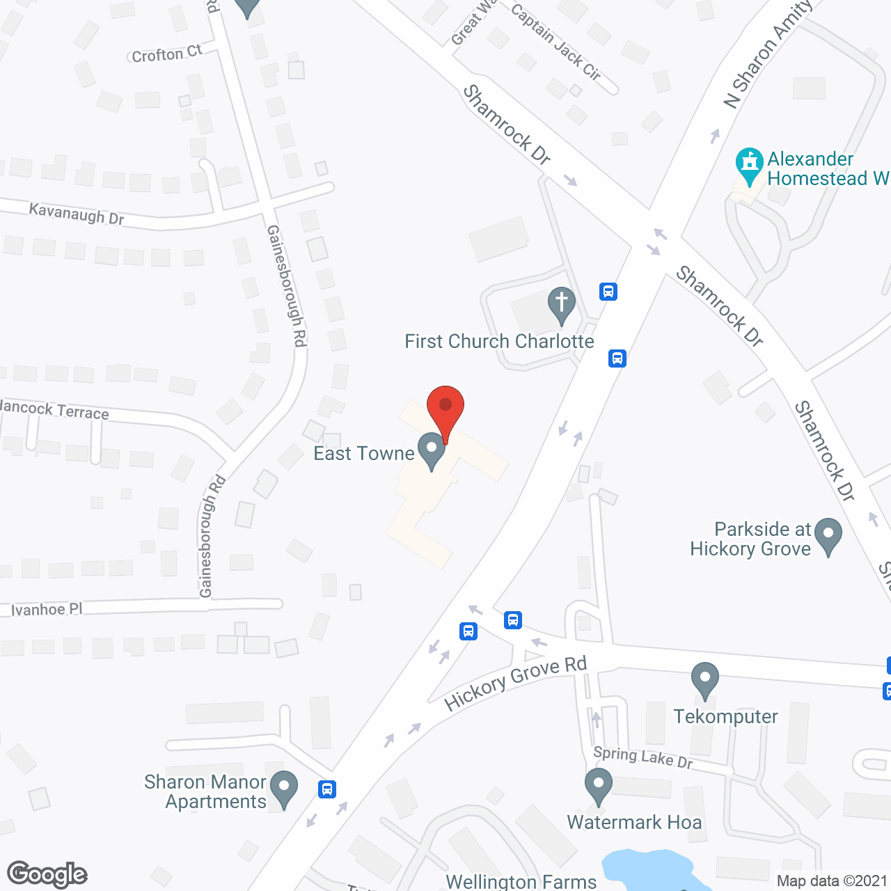 Map of the neighborhood around East Towne