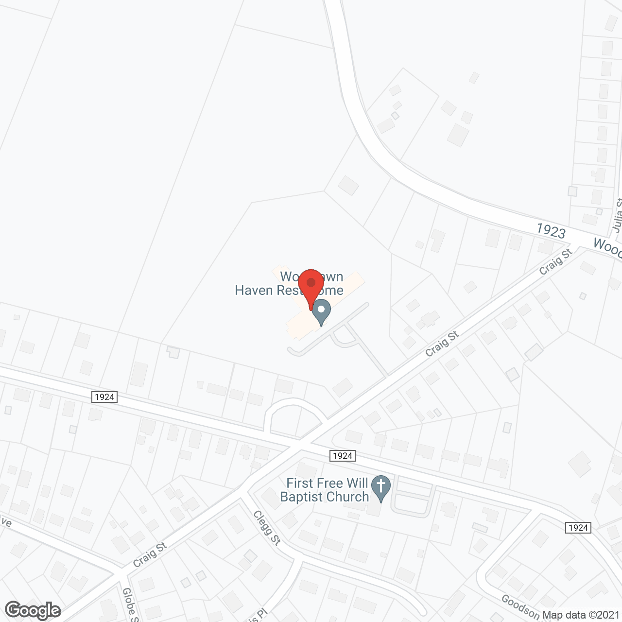 Map of the neighborhood around Woodlawn Haven