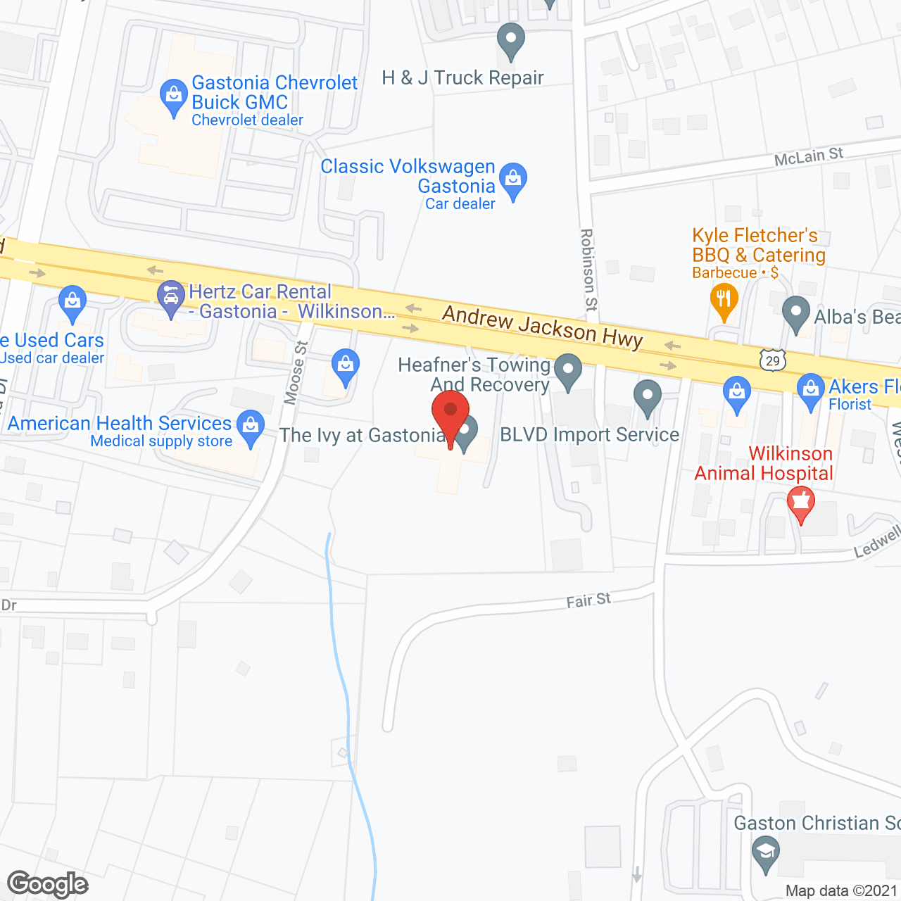 Map of the neighborhood around Meadowwood Nursing Center