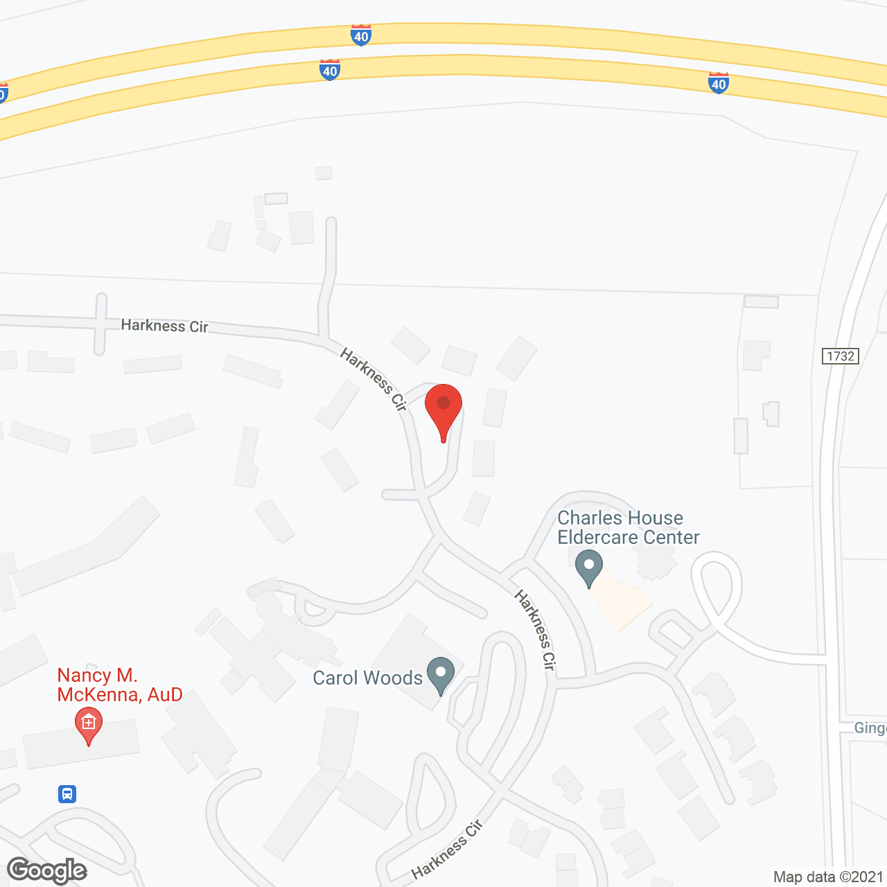 Map of the neighborhood around Carol Woods Retirement Cmnty