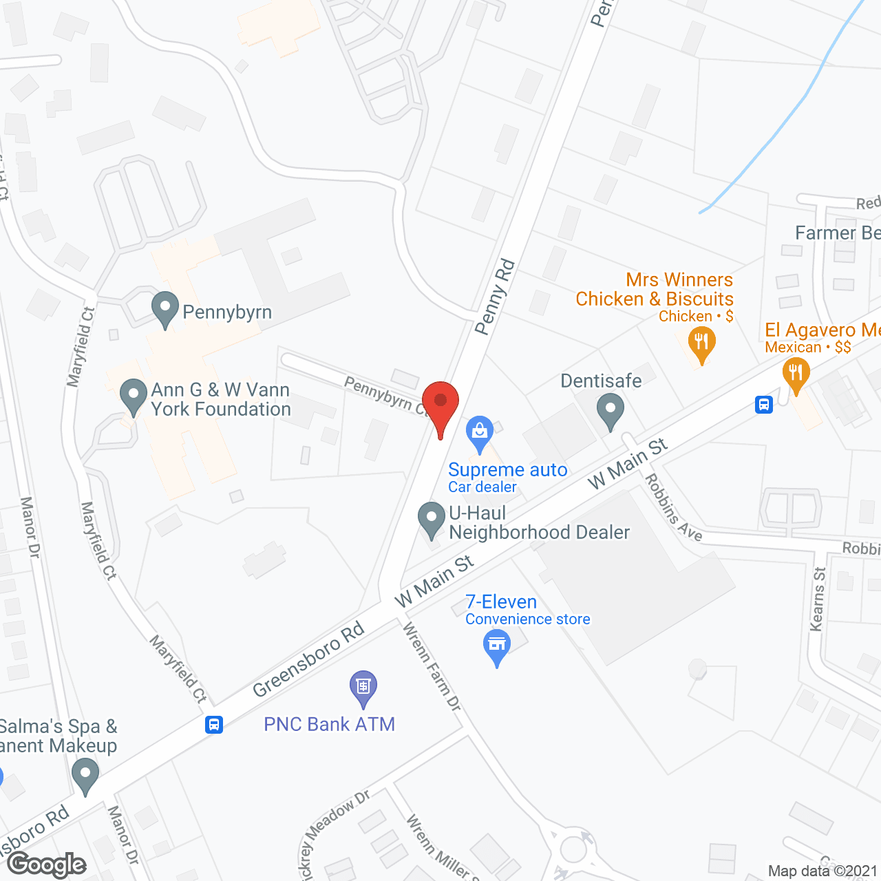 Map of the neighborhood around Pennybyrn at Maryfield