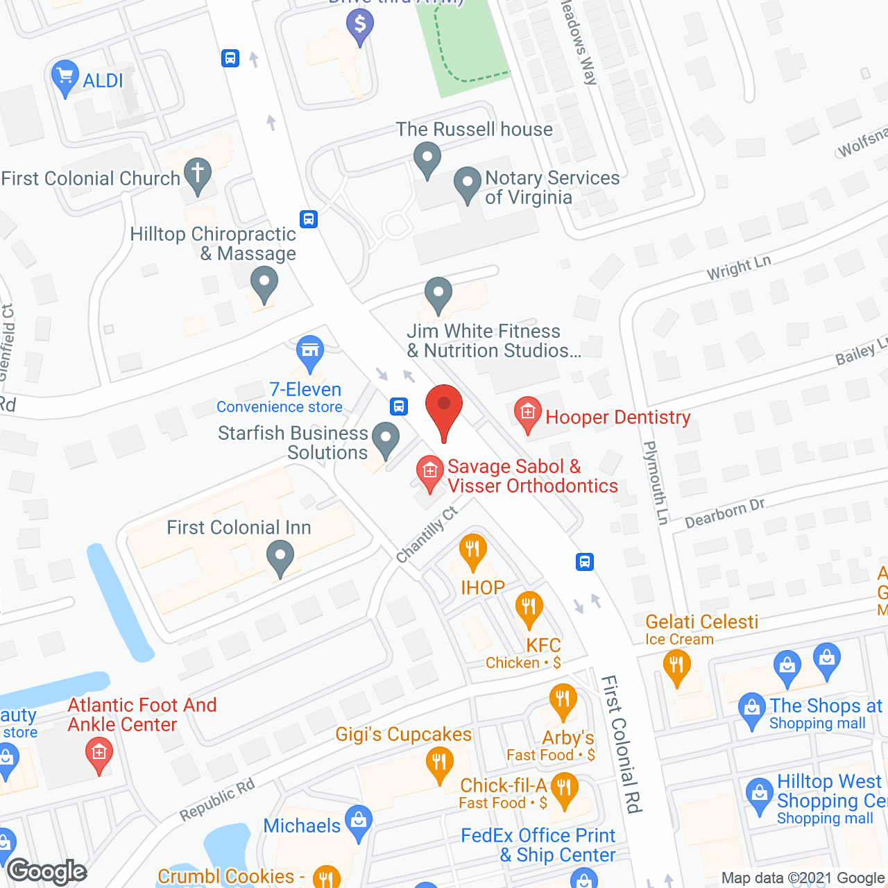 Map of the neighborhood around First Colonial Inn