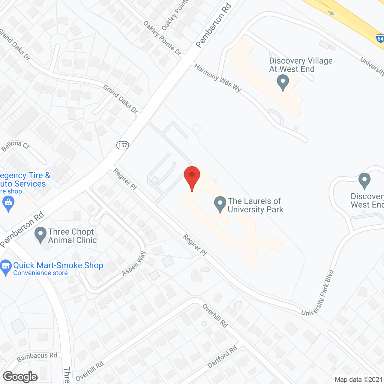 Map of the neighborhood around The Laurels of University Park