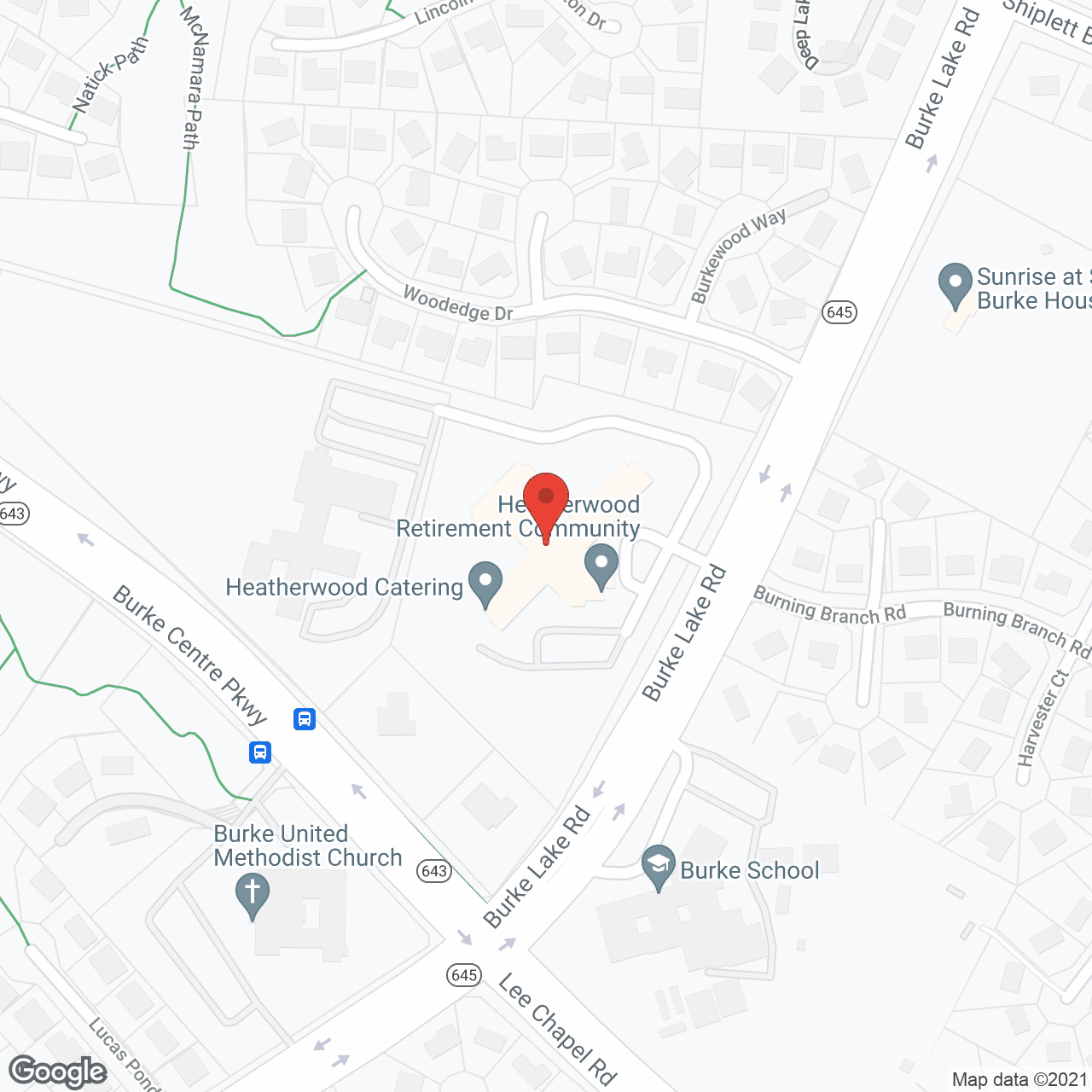 Map of the neighborhood around Heatherwood Retirement Community