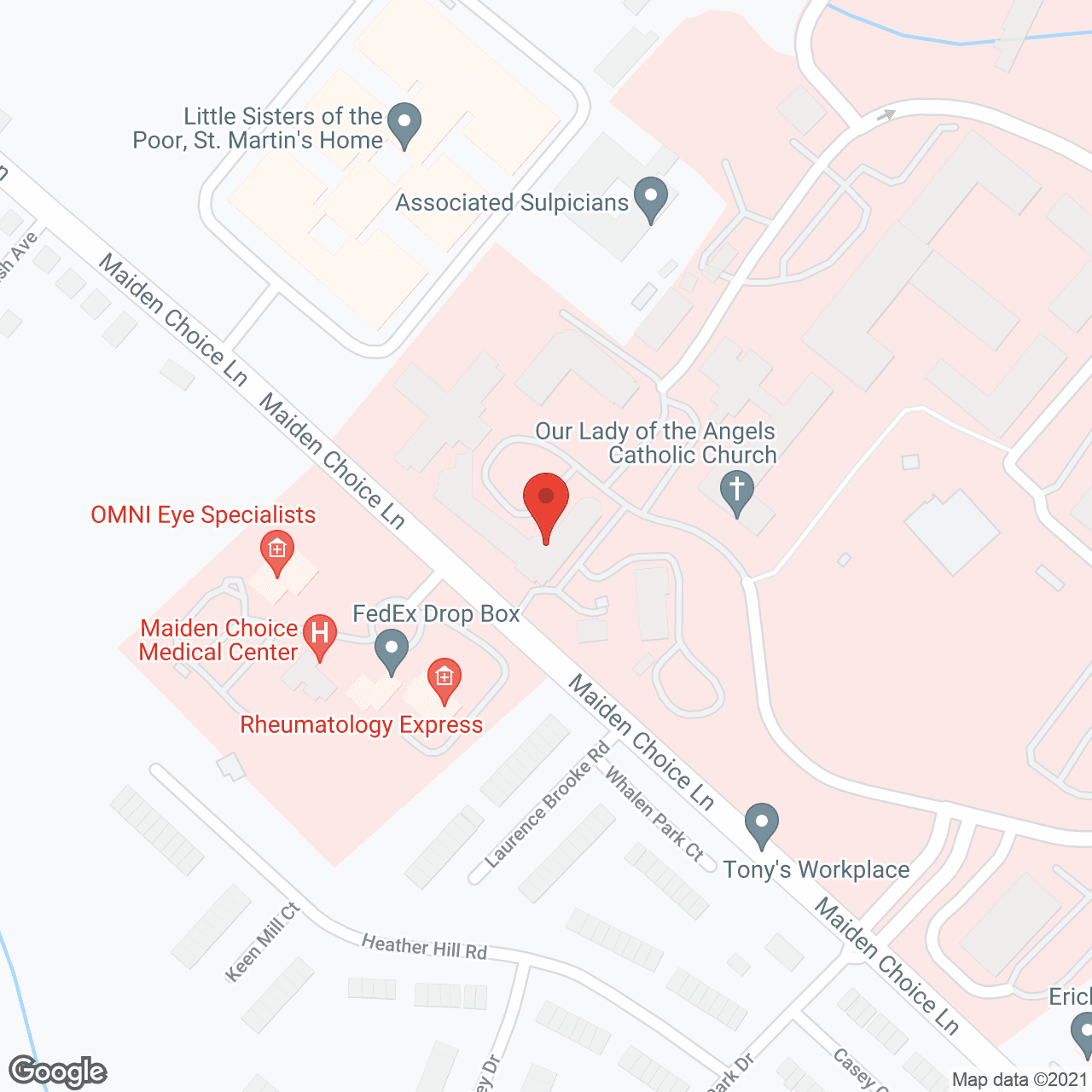 Map of the neighborhood around Charlestown