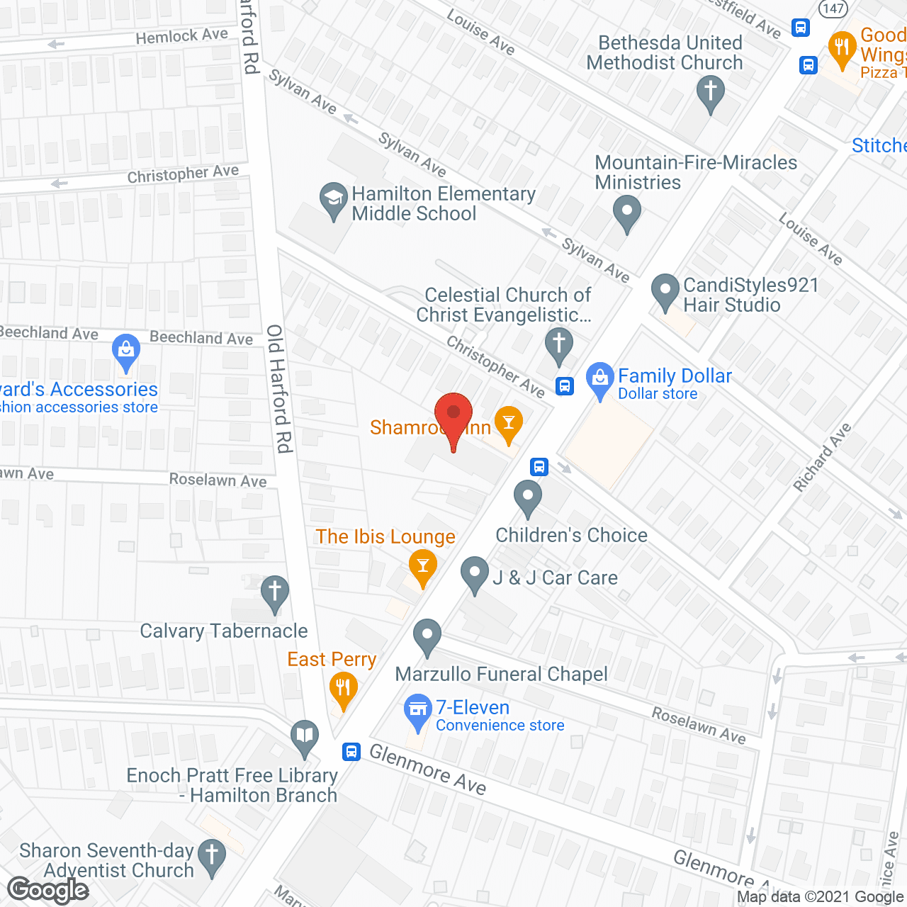 Map of the neighborhood around Hamilton Center