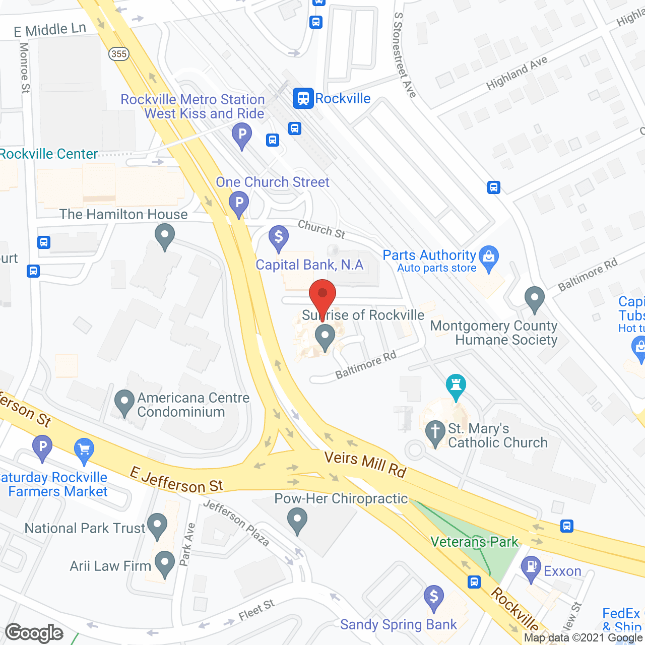Map of the neighborhood around Sunrise of Rockville