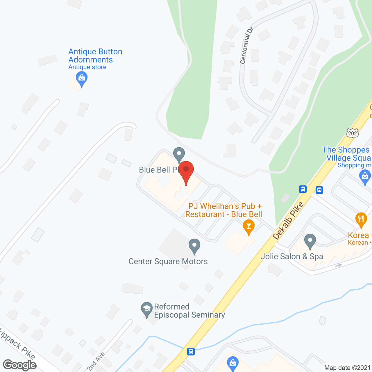 Map of the neighborhood around Blue Bell Place