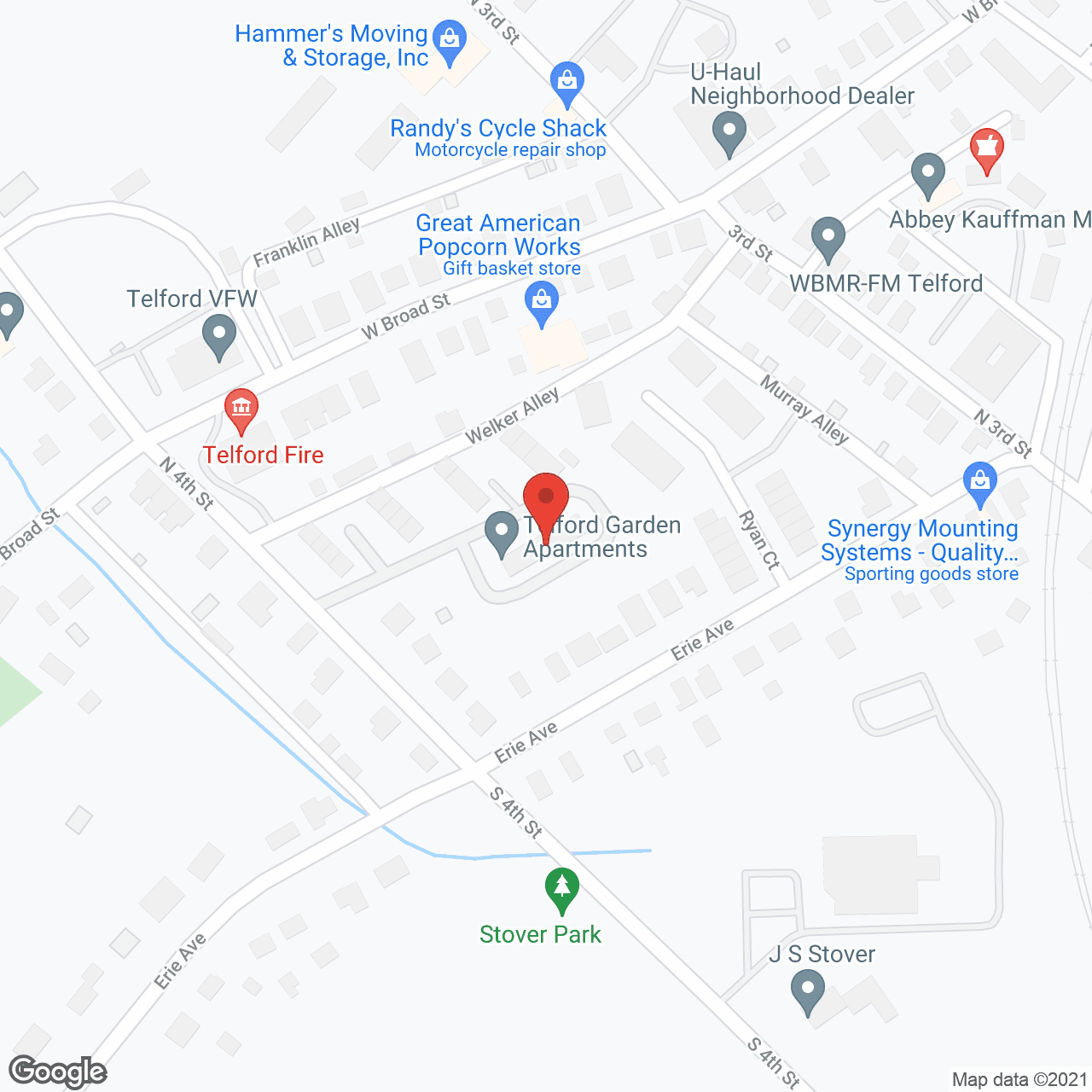 Map of the neighborhood around Telford Garden Apartments