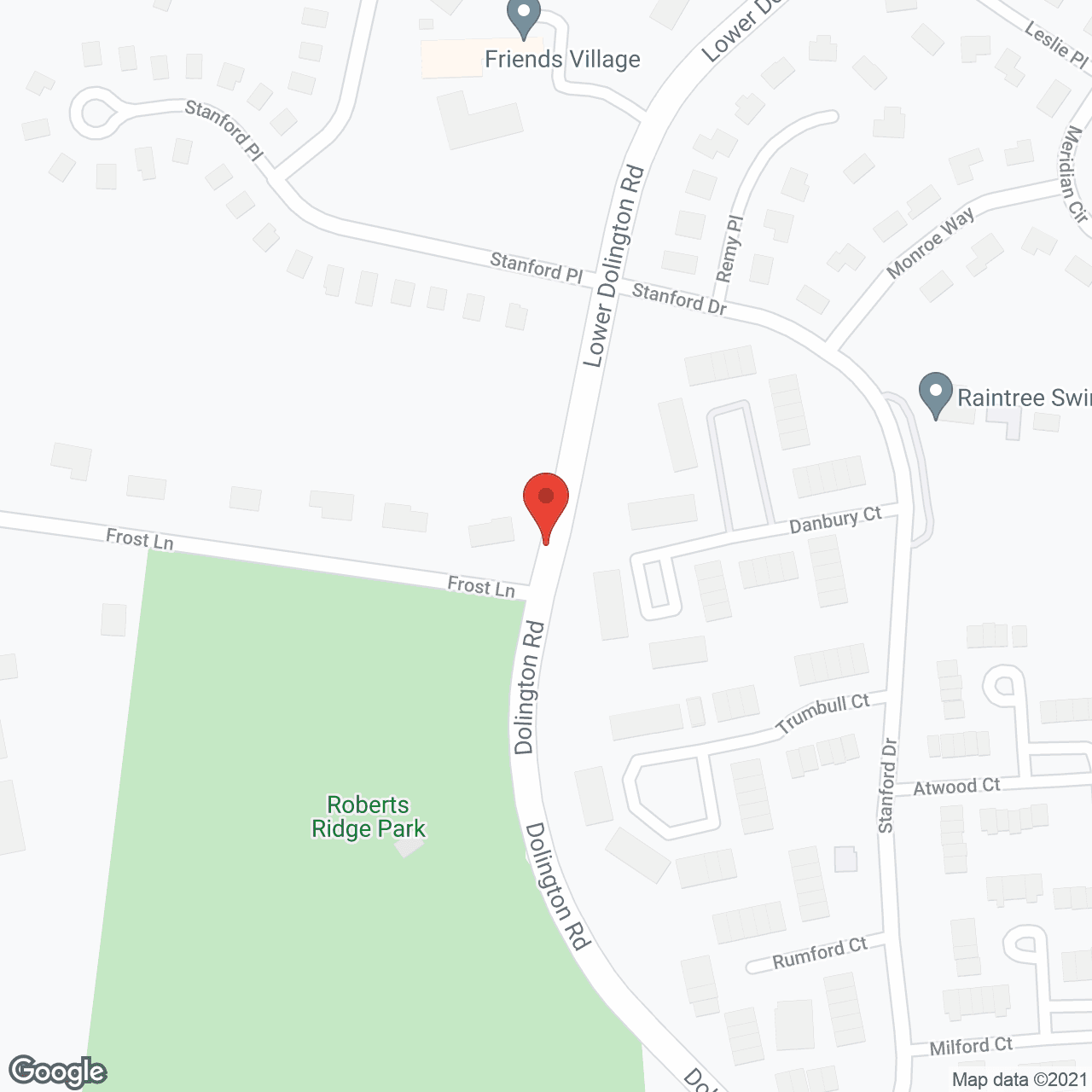 Map of the neighborhood around Friends Village, Styer Campus