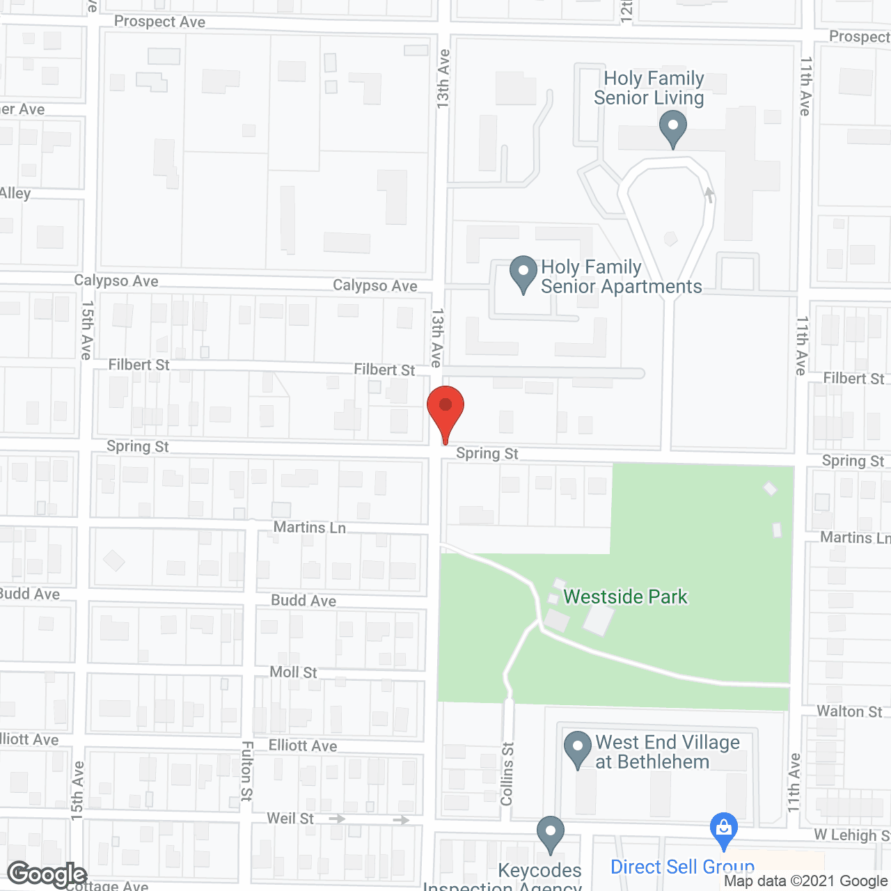 Map of the neighborhood around Holy Family Independent Living