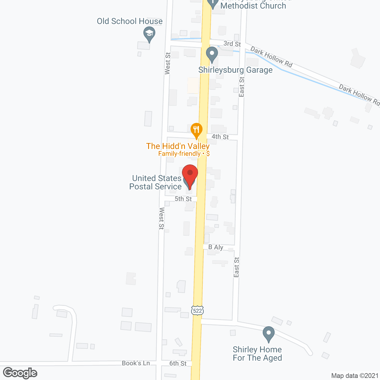 Map of the neighborhood around Shirley Home For the Aged Inc