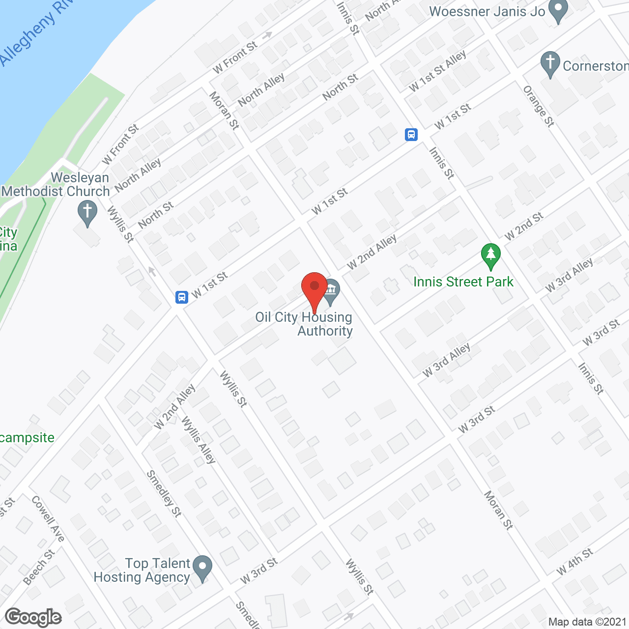 Map of the neighborhood around Moran Towers