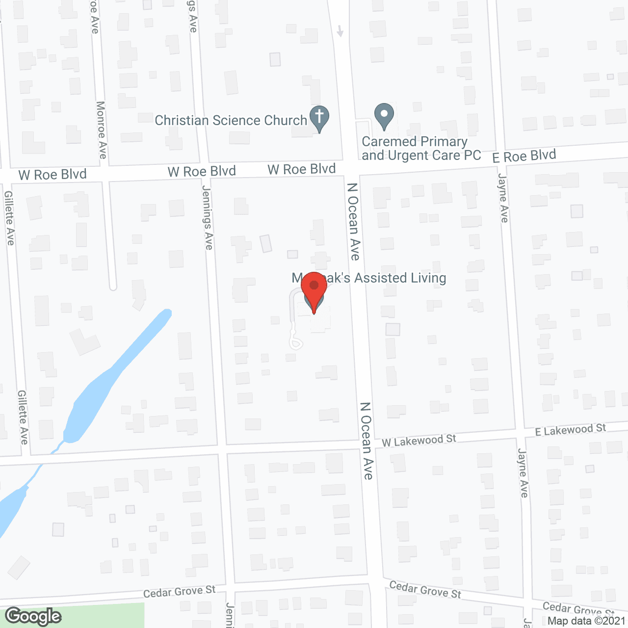 Map of the neighborhood around McPeak's Adult Home