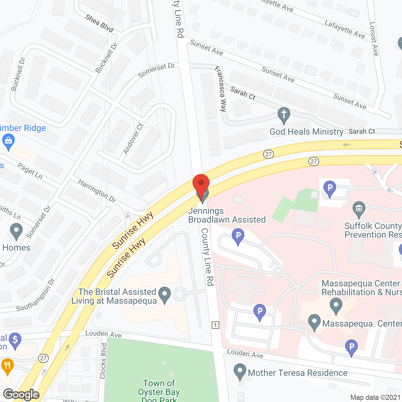 Map of the neighborhood around Massapequa Center Nursing and Rehabilitation