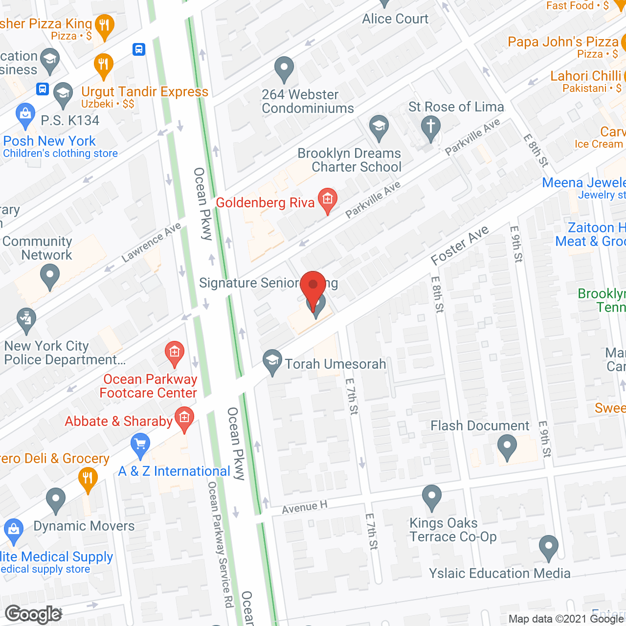 Map of the neighborhood around Signature Senior Living