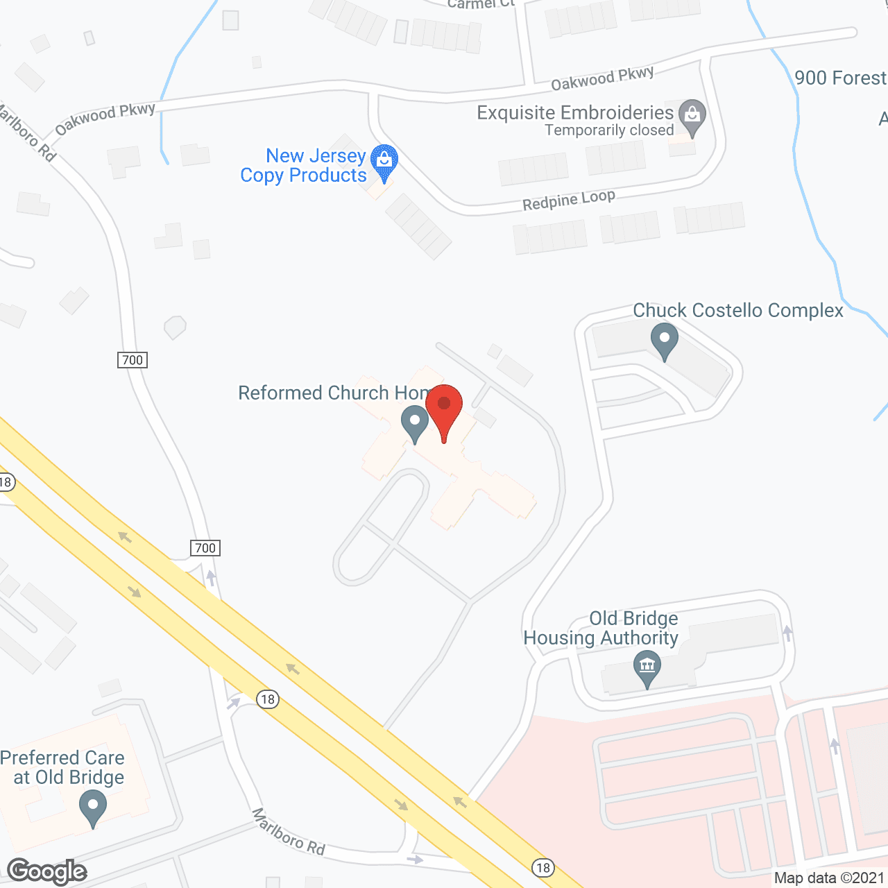 Map of the neighborhood around Reformed Church Home
