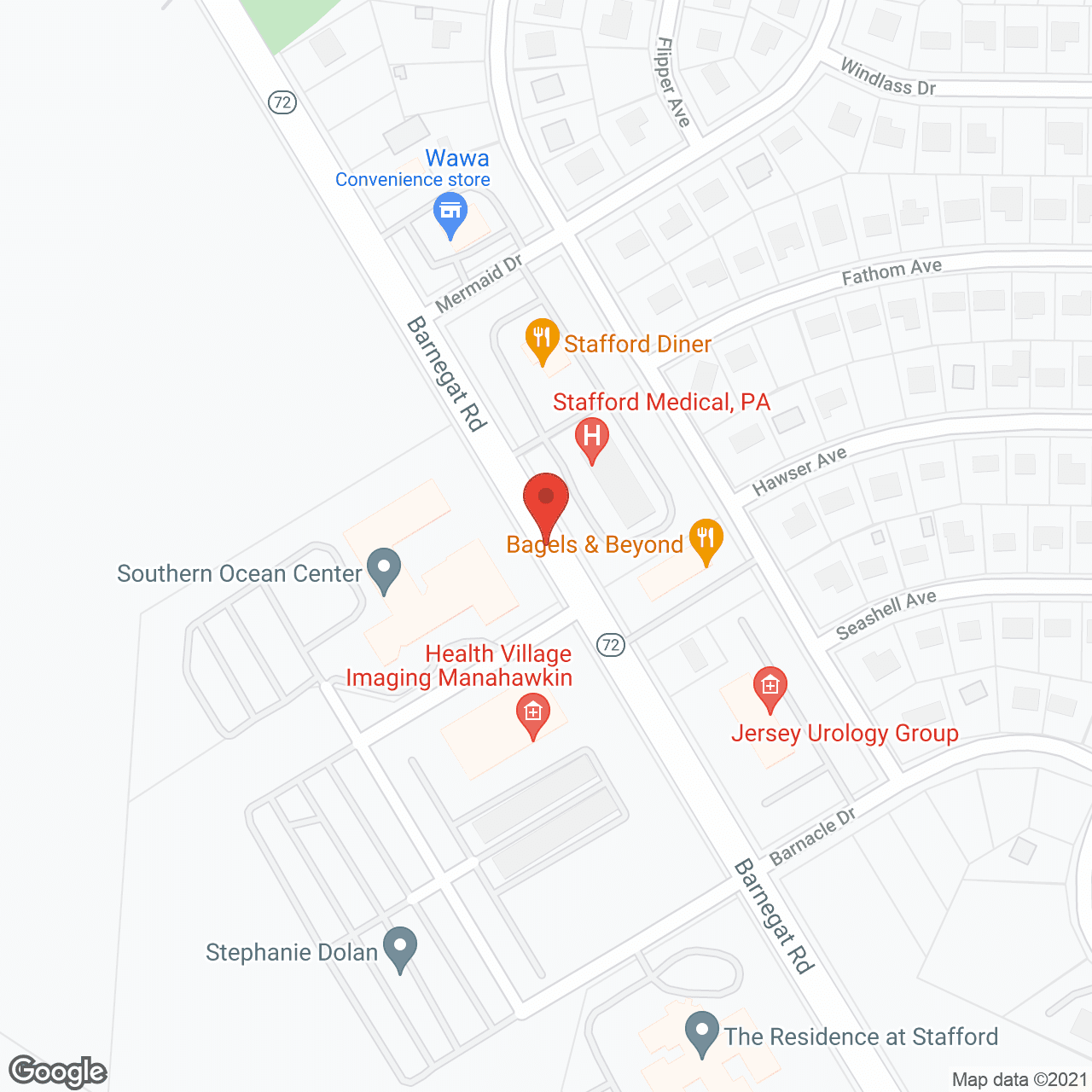 Map of the neighborhood around Southern Ocean Center