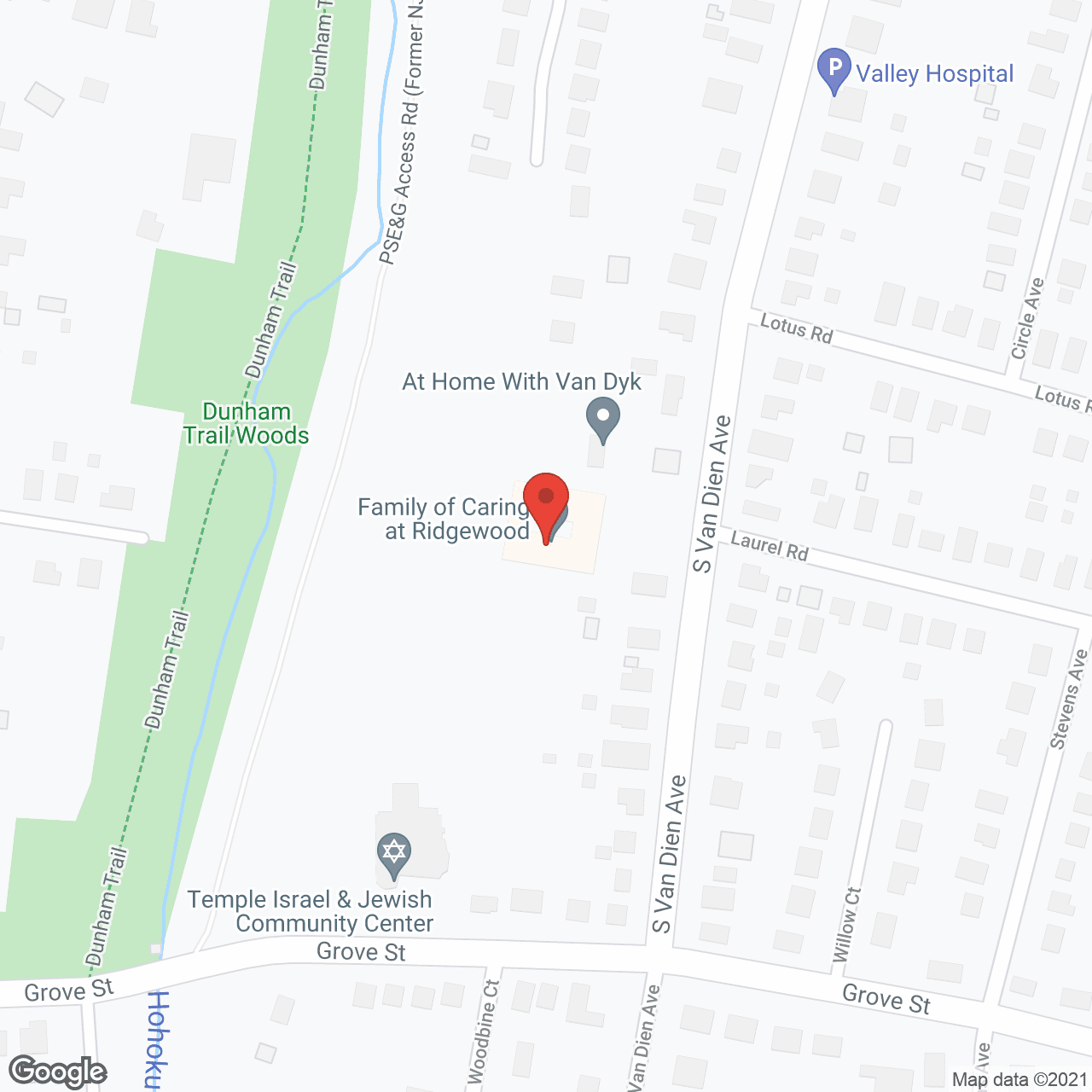Map of the neighborhood around Family of Caring at Ridgewood
