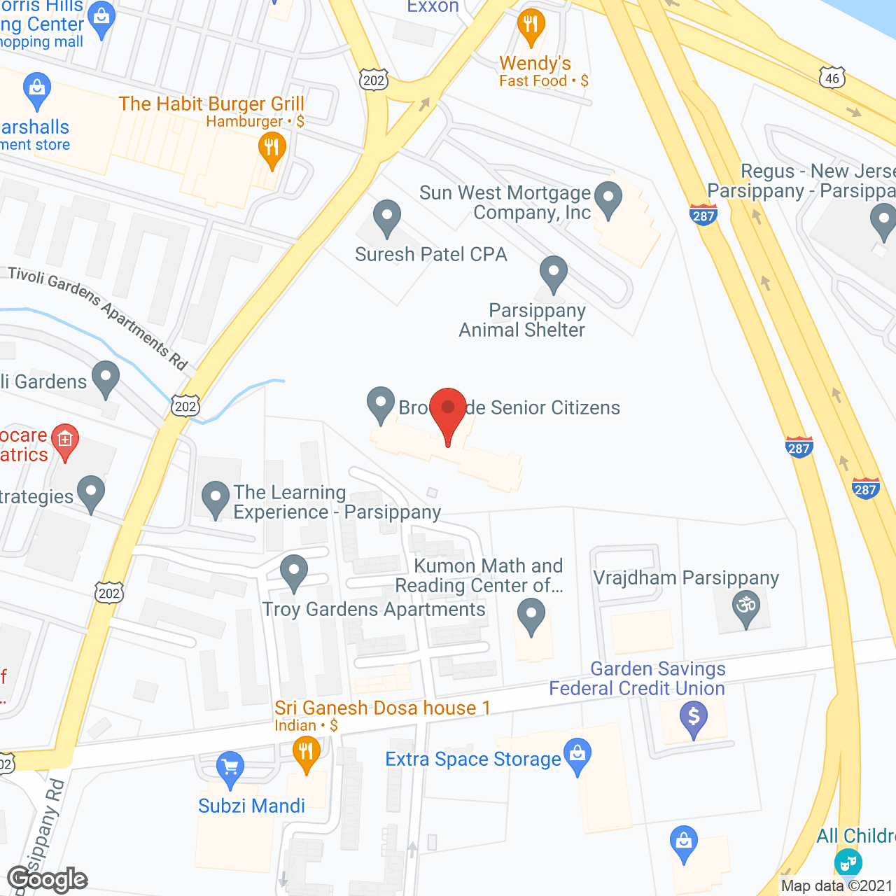 Map of the neighborhood around Brookside Senior Citizens
