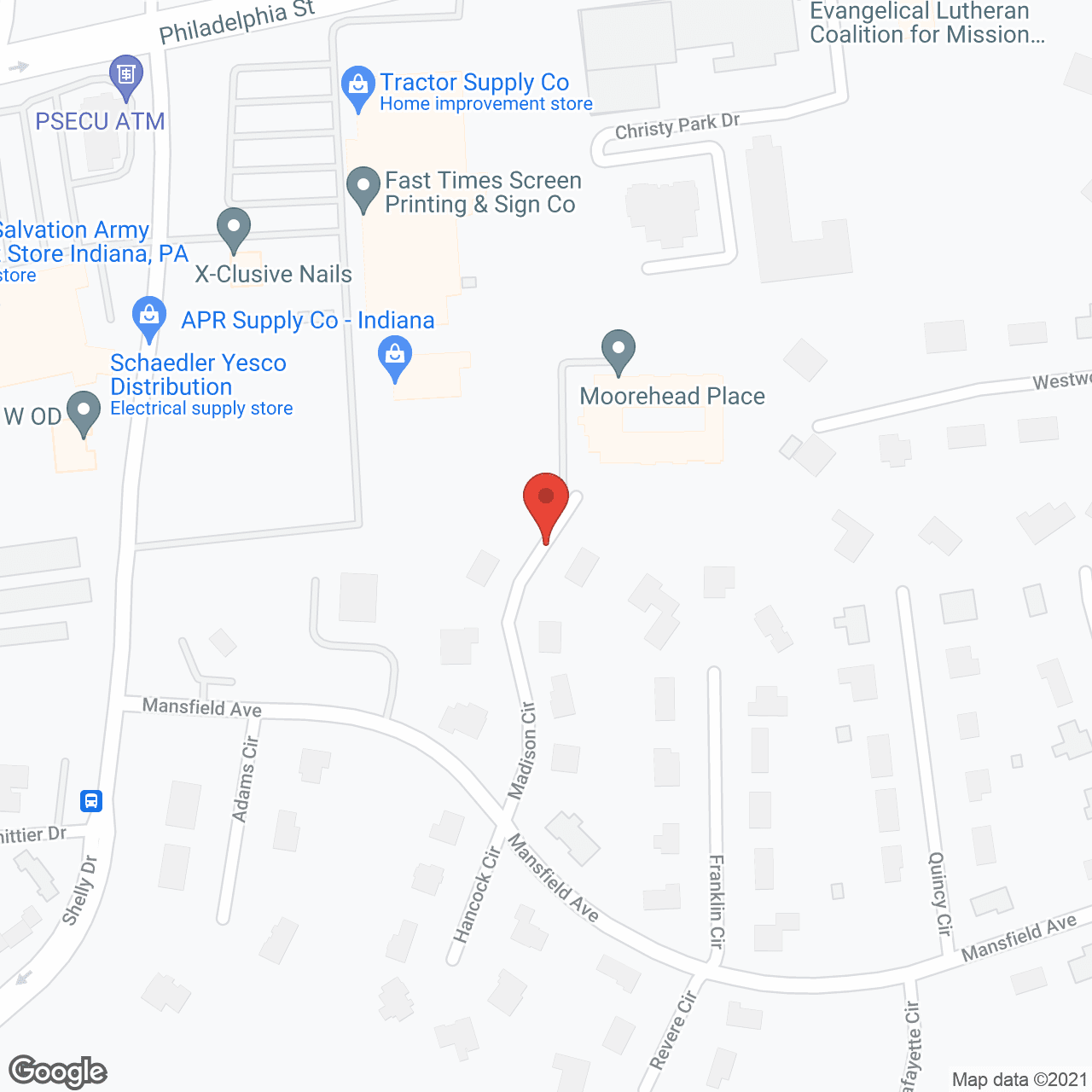 Map of the neighborhood around Moorehead Place
