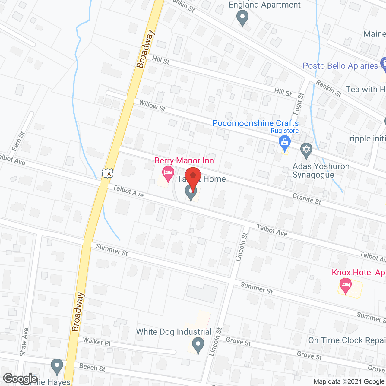 Map of the neighborhood around The Talbot Home