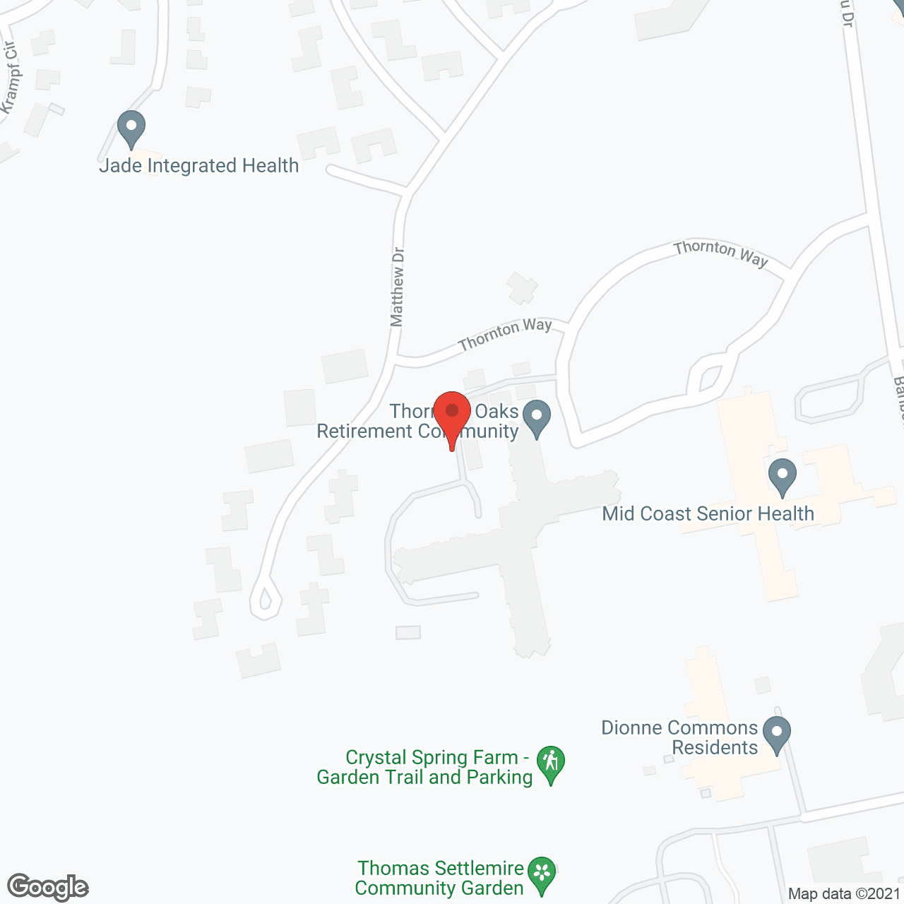 Map of the neighborhood around Thornton Oaks