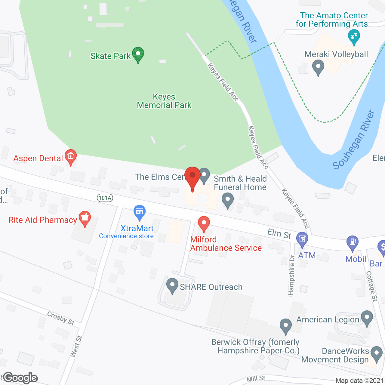 Map of the neighborhood around The Elms Care and Rehabilitation Center