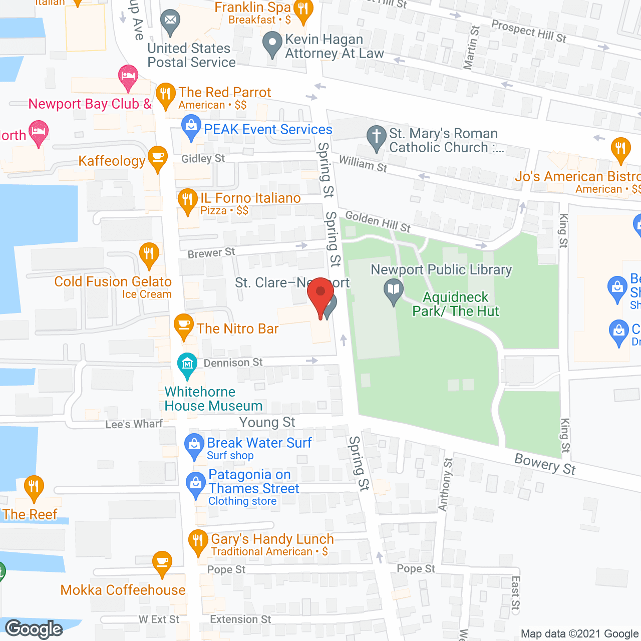 Map of the neighborhood around St. Clare Home