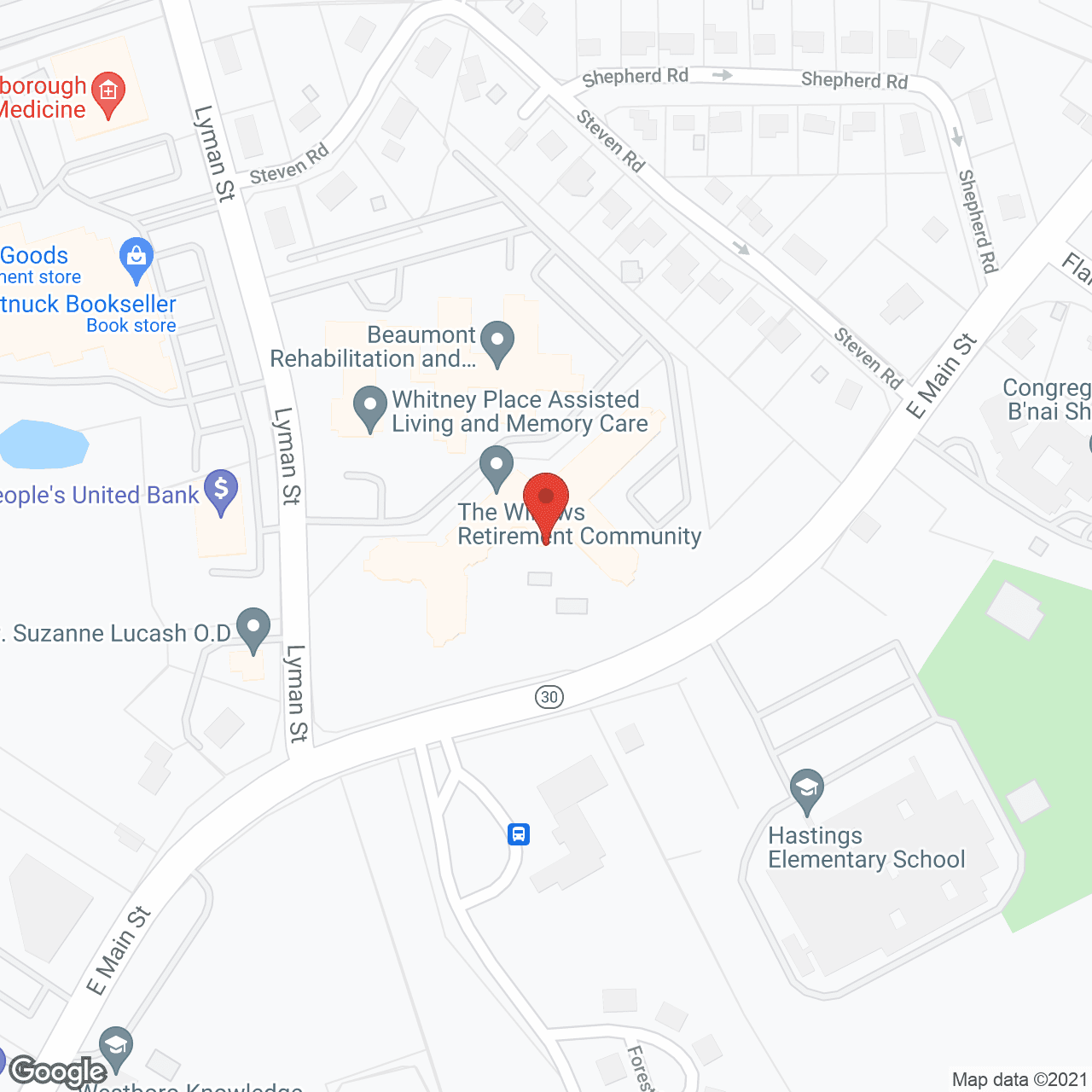 Map of the neighborhood around Willows at Westborough