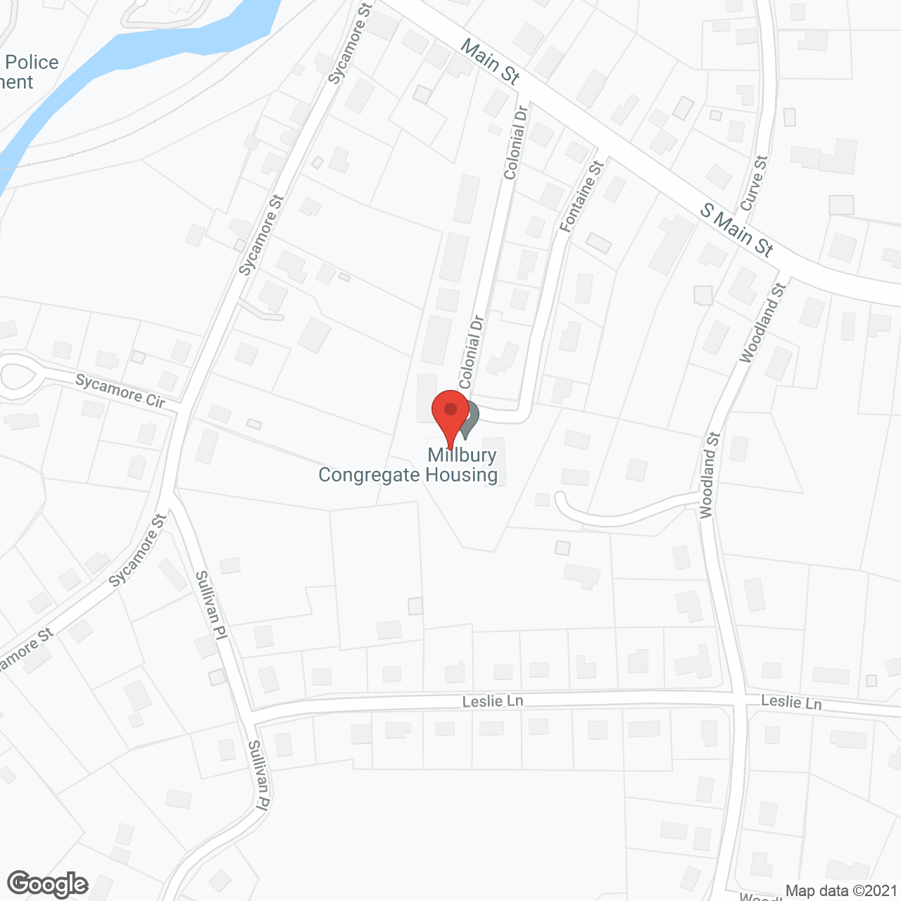 Map of the neighborhood around Millbury Congregate Housing