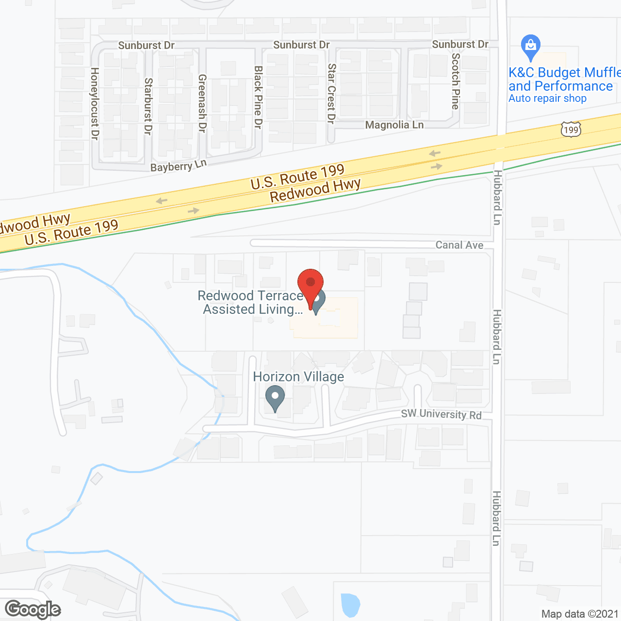 Map of the neighborhood around Redwood Terrace