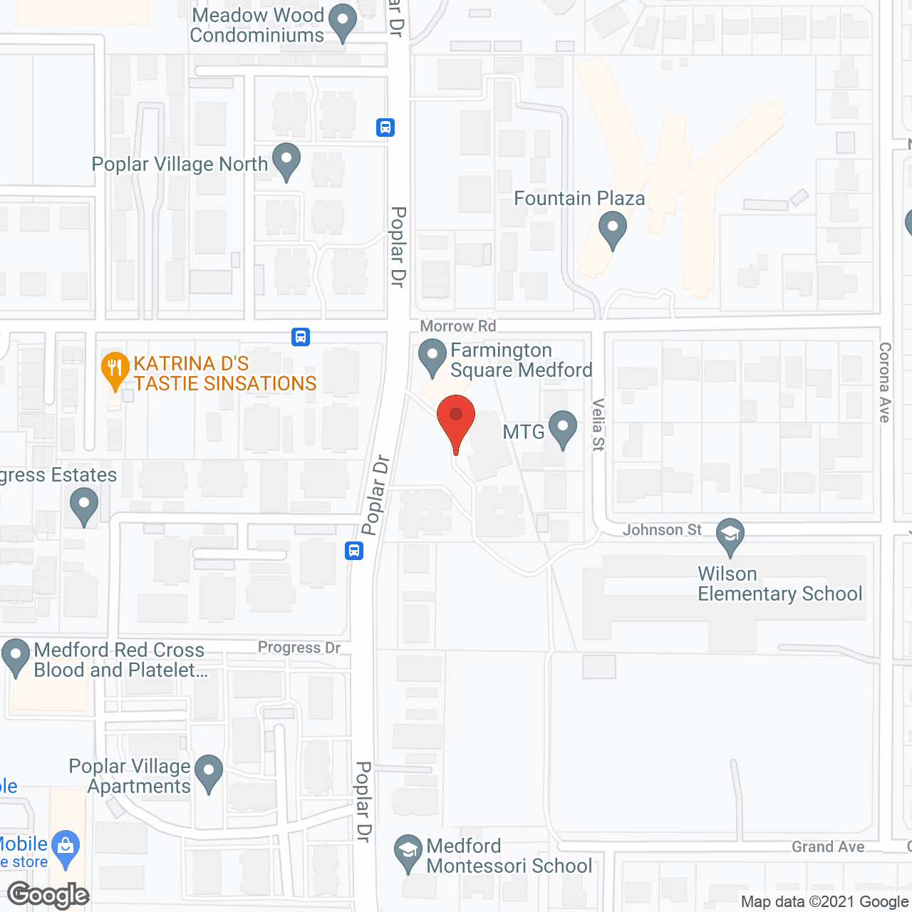 Map of the neighborhood around Farmington Square at Medford