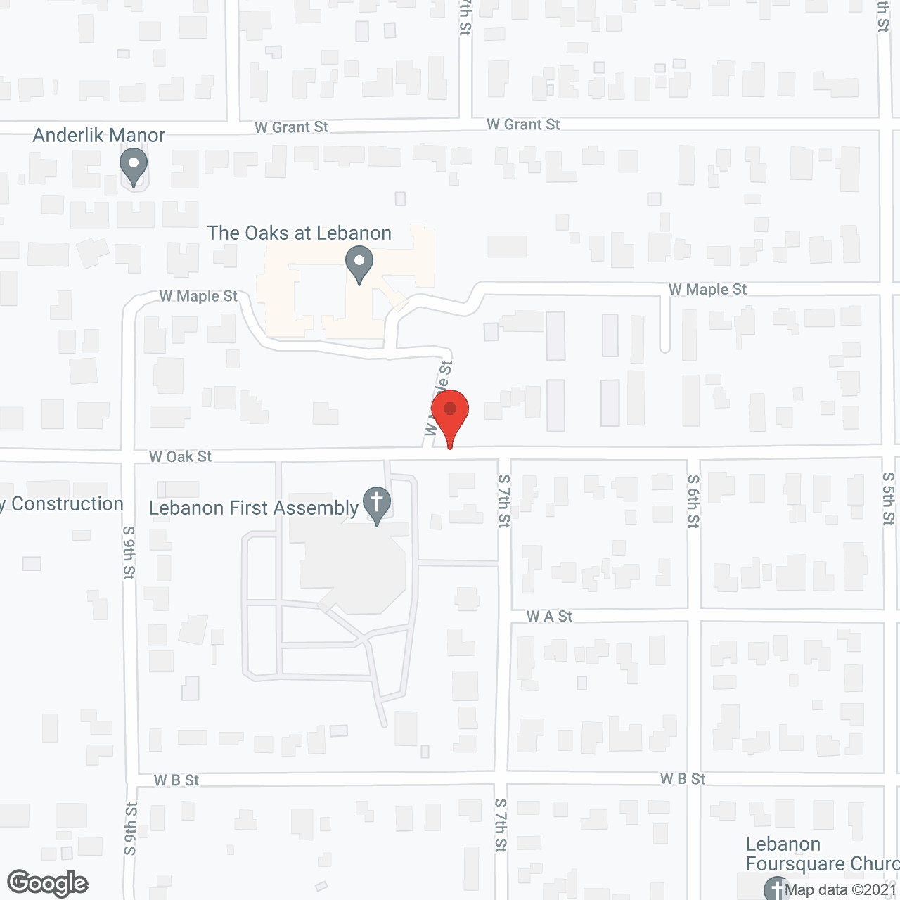 Map of the neighborhood around The Oaks at Lebanon