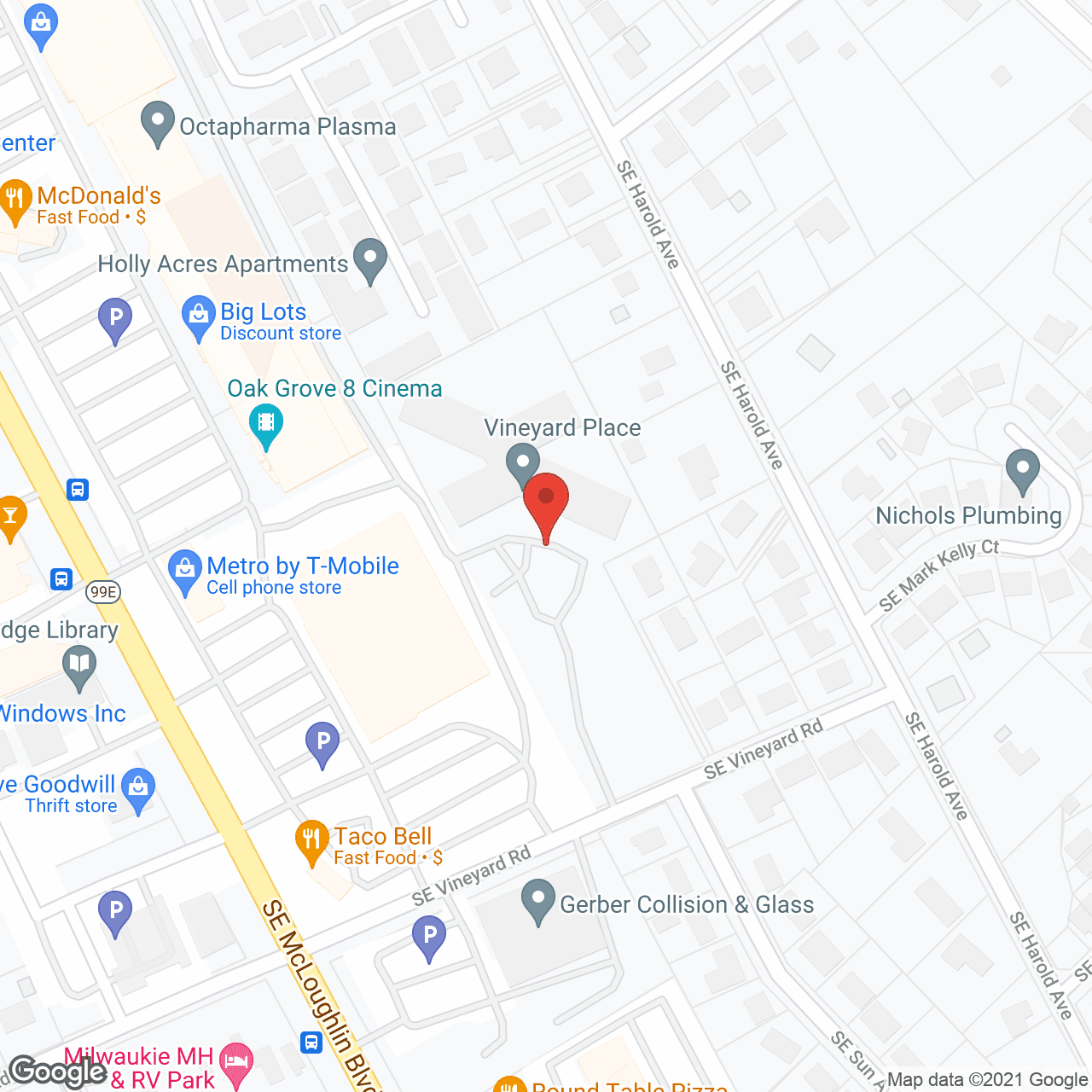 Map of the neighborhood around Holiday Vineyard Place