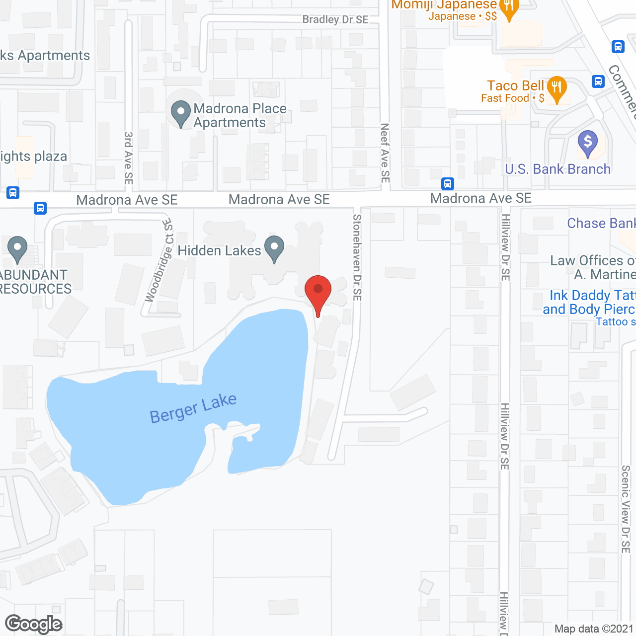 Map of the neighborhood around Holiday Hidden Lakes