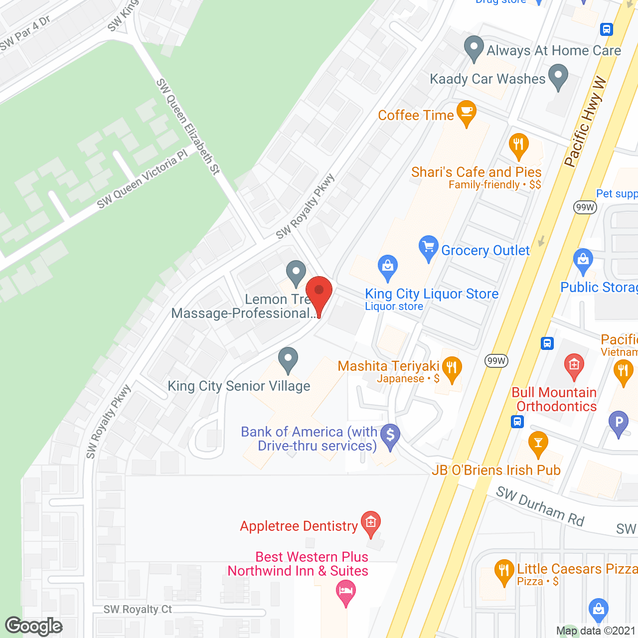 Map of the neighborhood around King City Senior Village