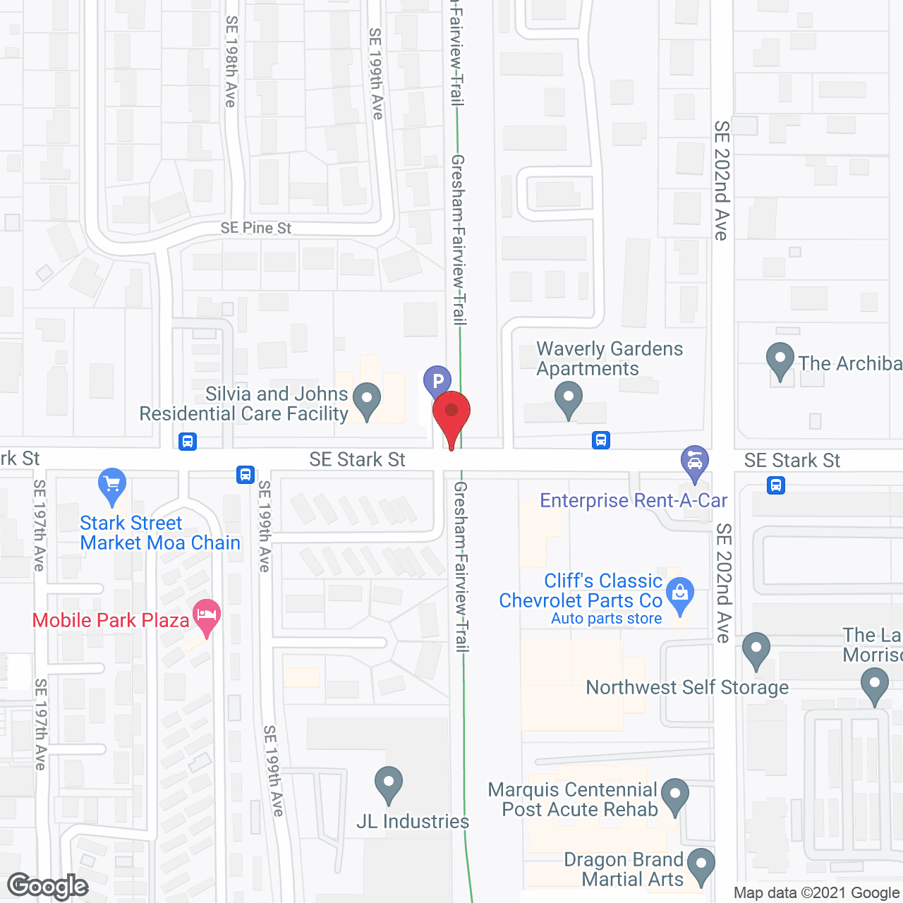 Map of the neighborhood around Silvia and John's Residential Care