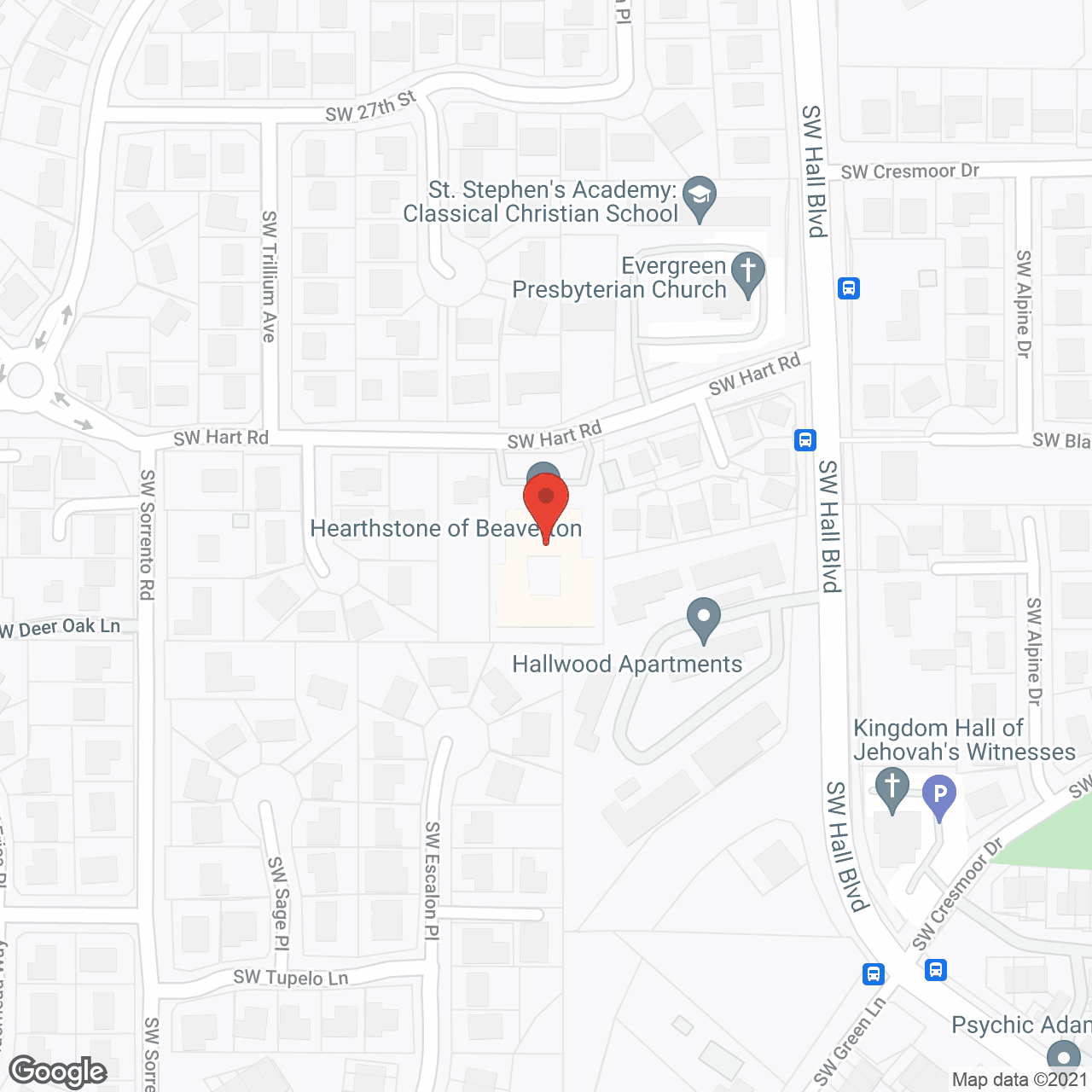 Map of the neighborhood around Hearthstone of Beaverton