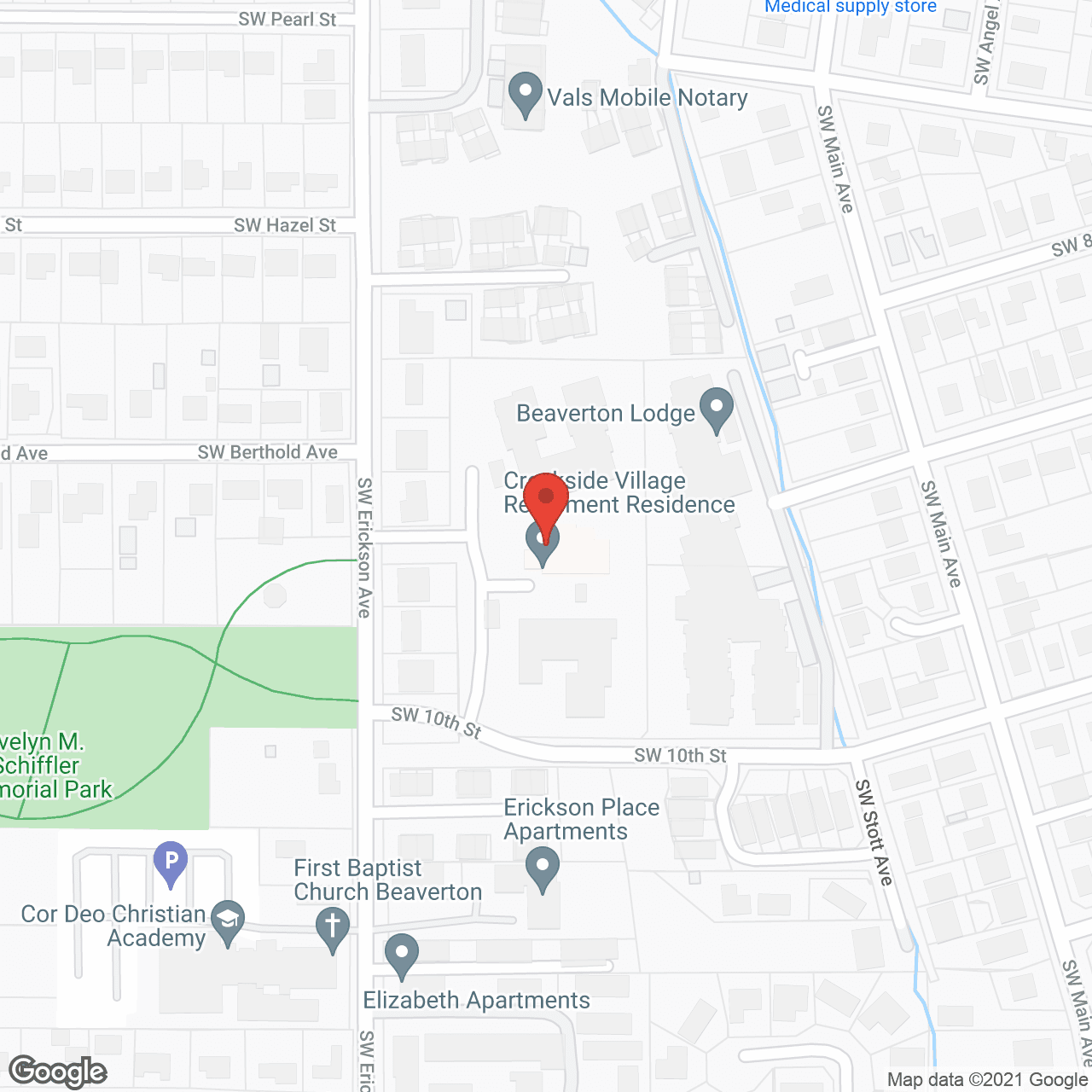 Map of the neighborhood around Creekside Village