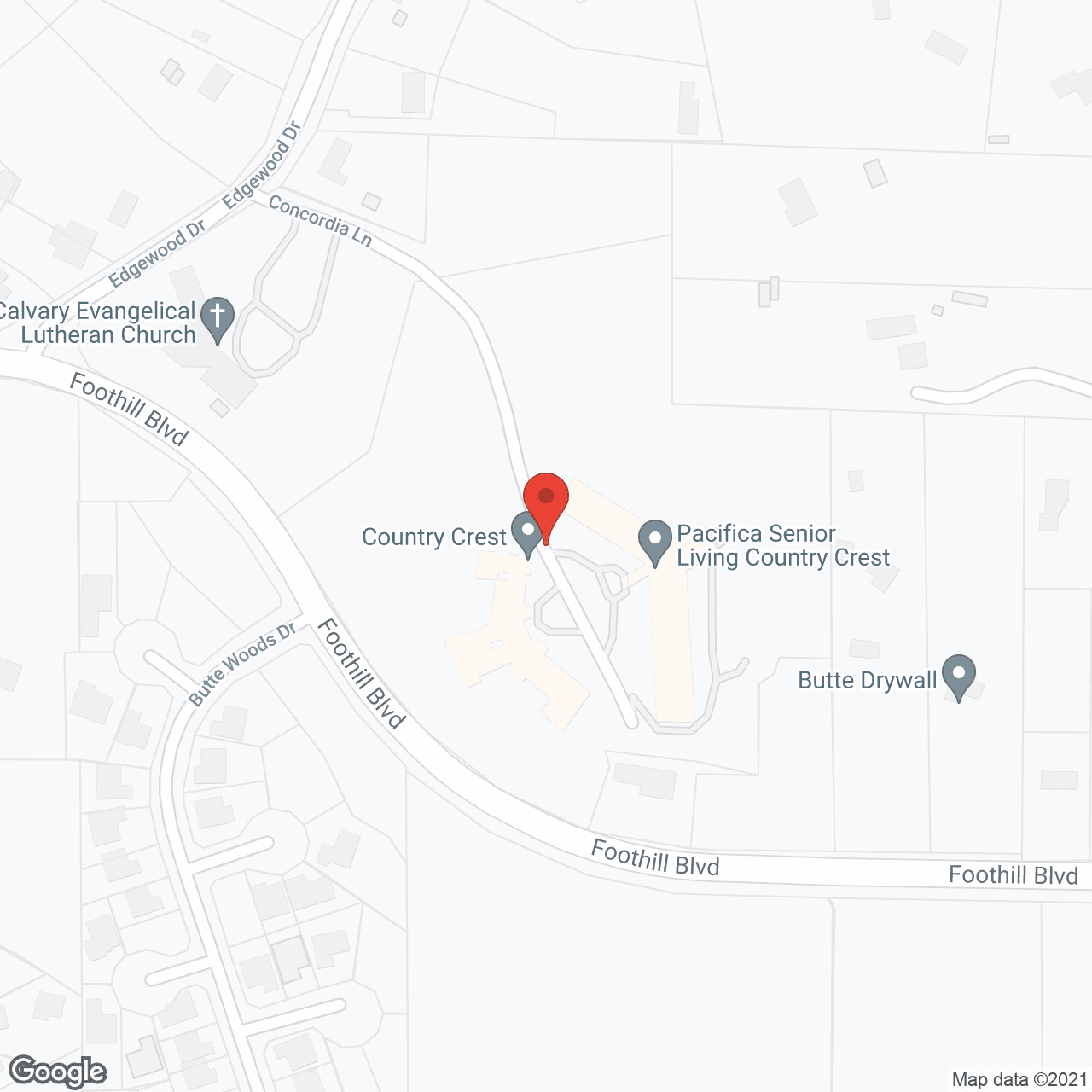 Map of the neighborhood around Pacifica Senior Living Country Crest