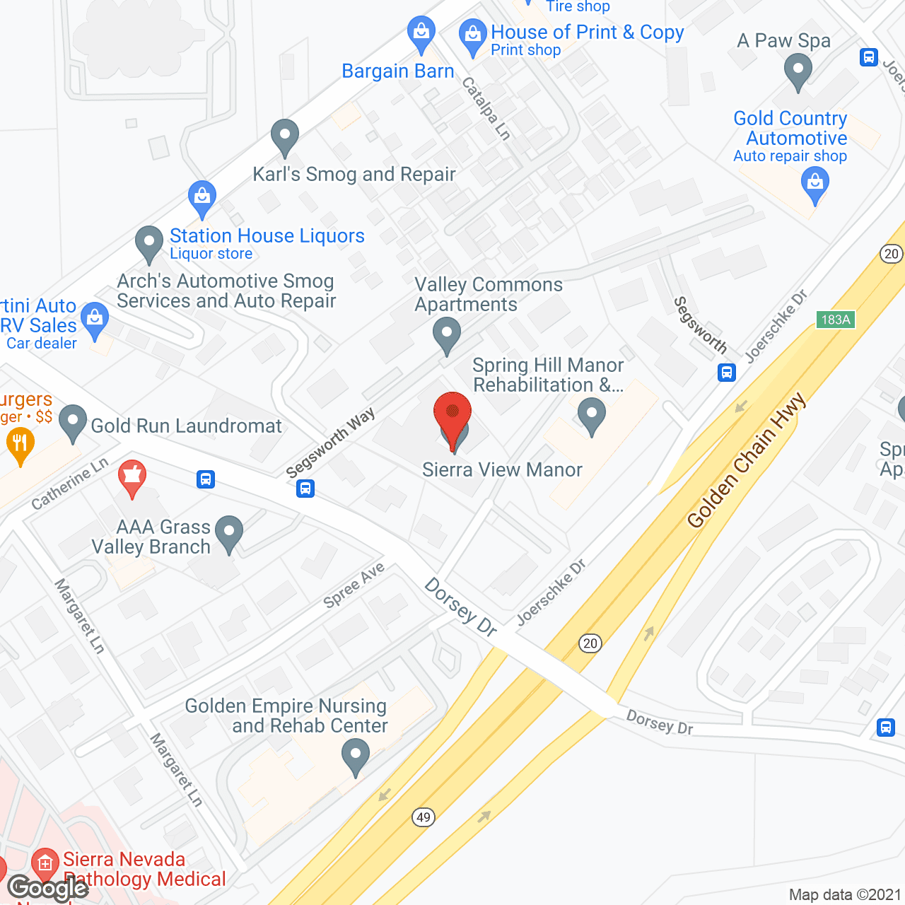 Map of the neighborhood around Sierra View Manor