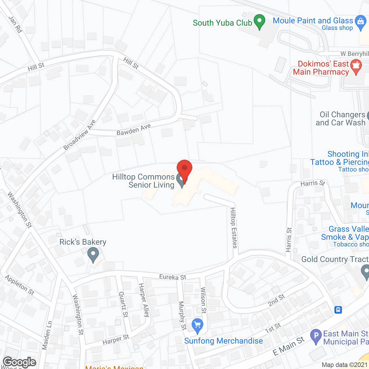 Map of the neighborhood around Hilltop Commons