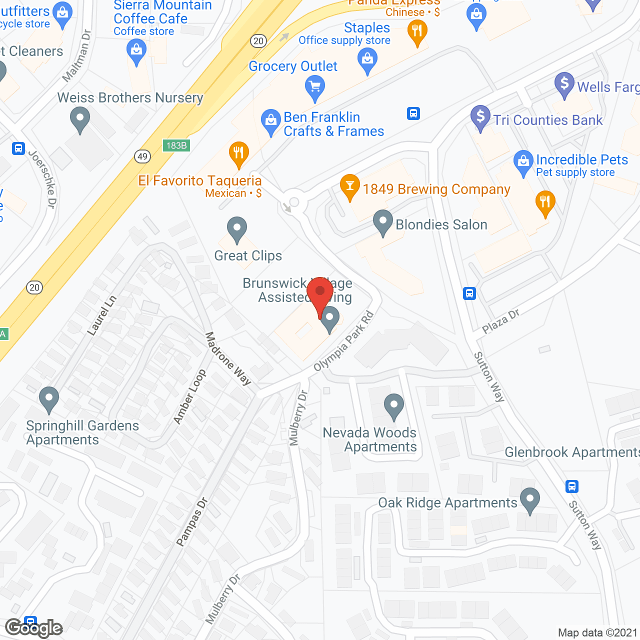 Map of the neighborhood around Brunswick Village Assisted Living