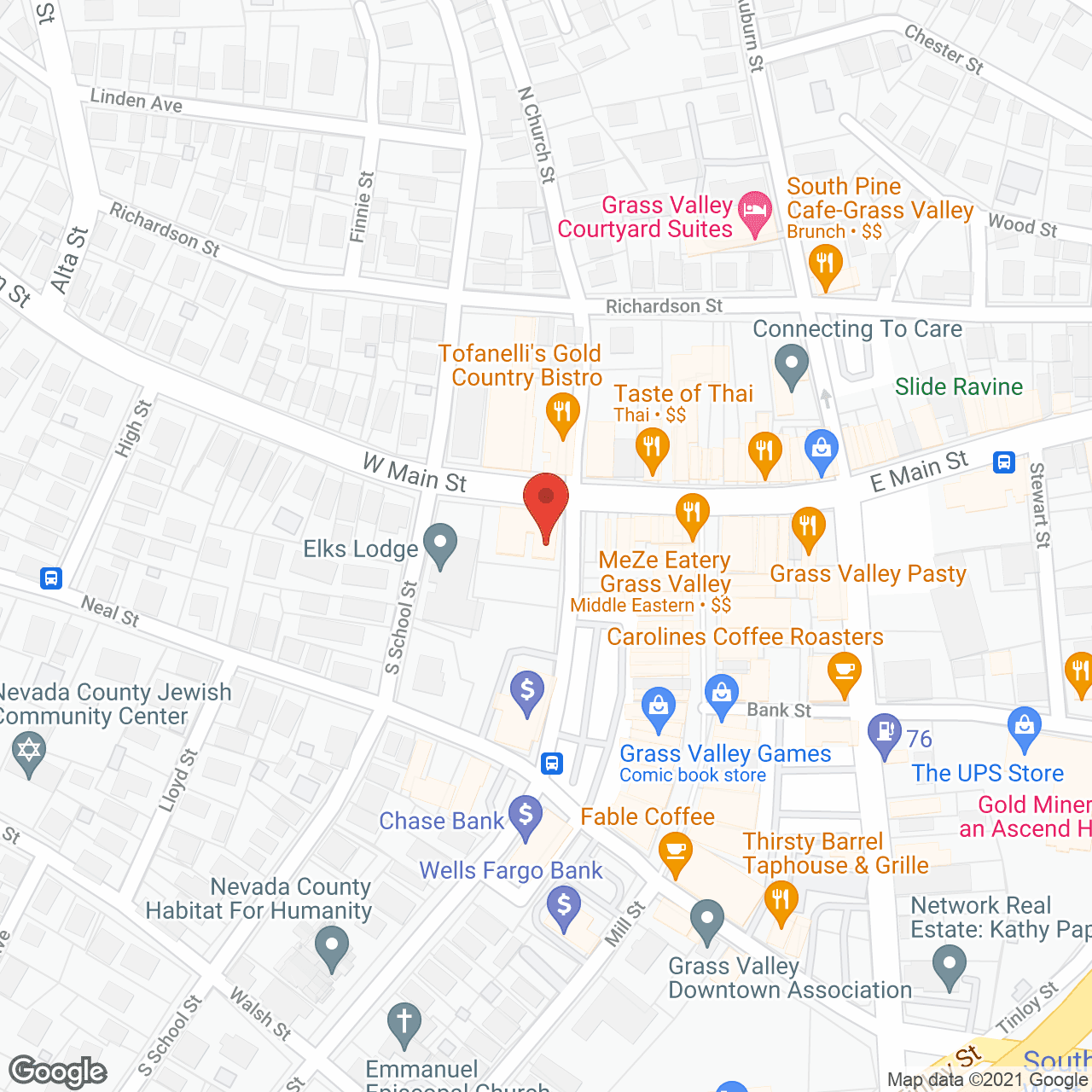 Map of the neighborhood around Bret Harte Retirement Inn