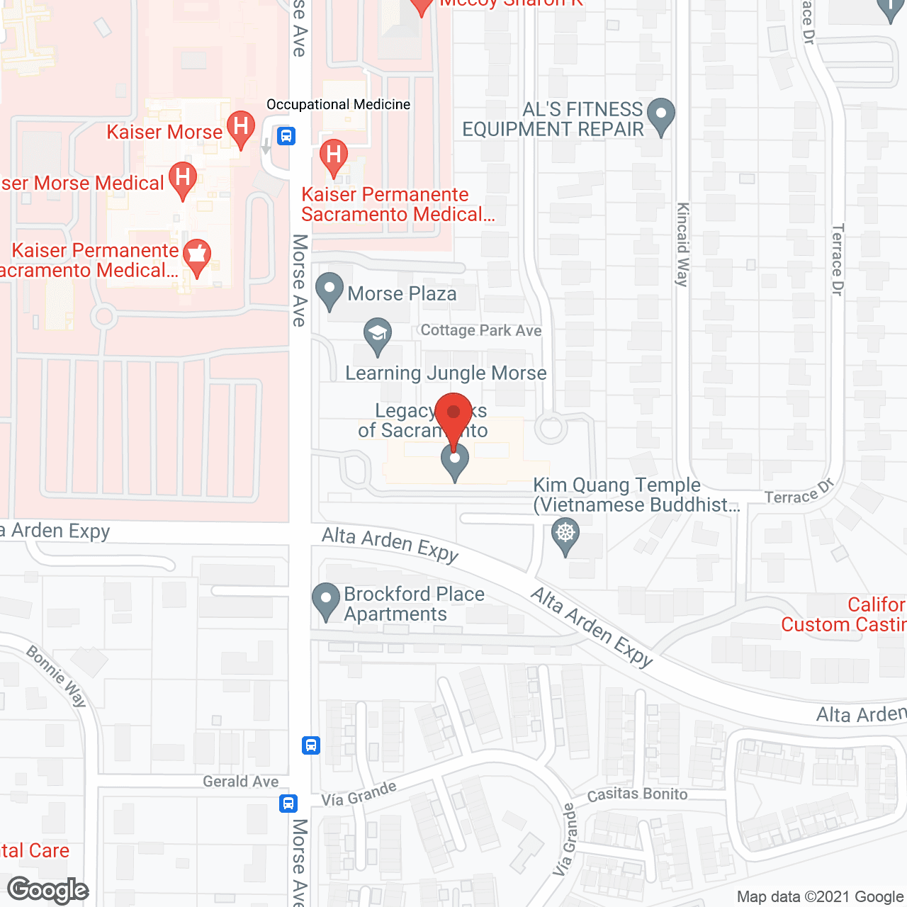 Map of the neighborhood around Legacy Oaks of Sacramento