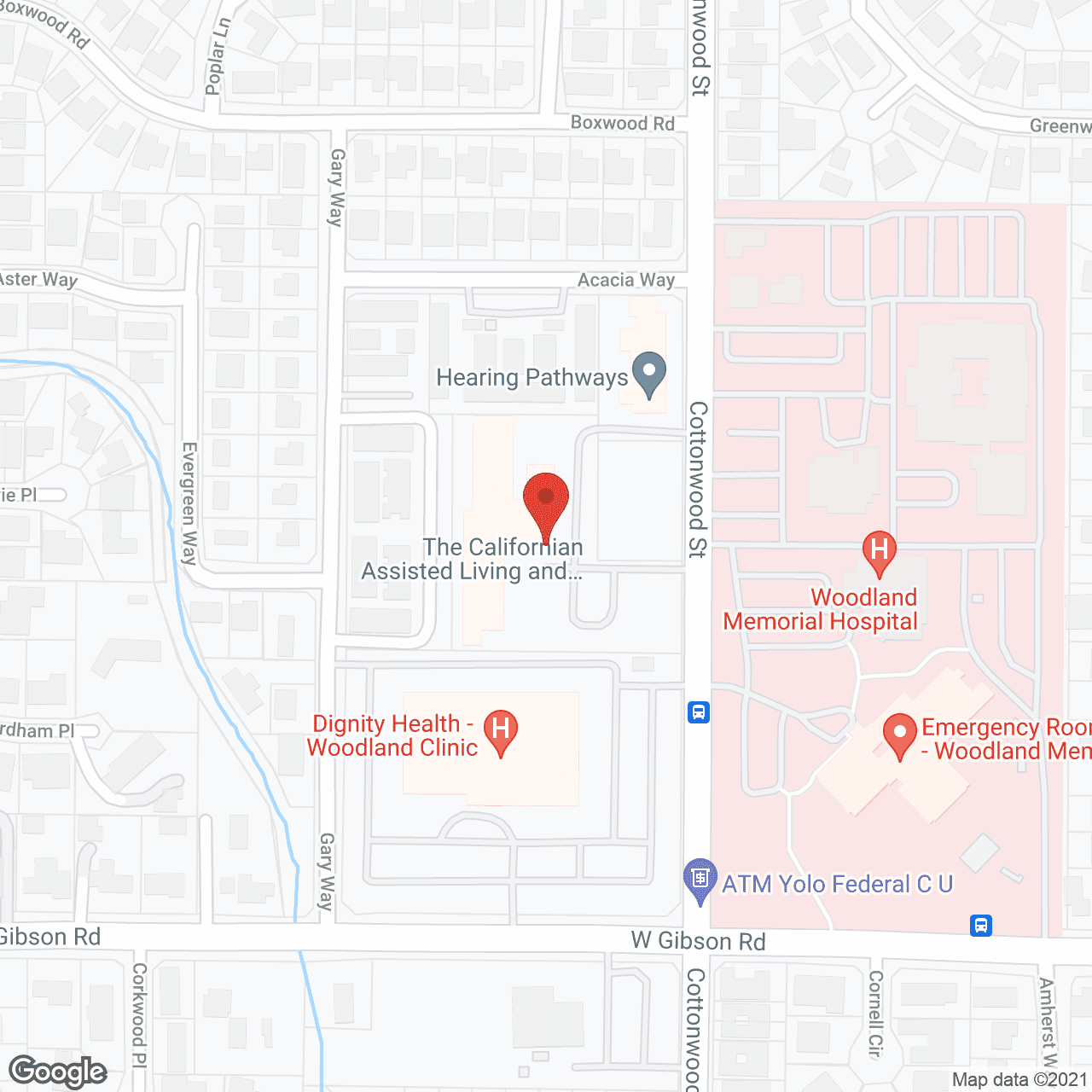 Map of the neighborhood around The Californian