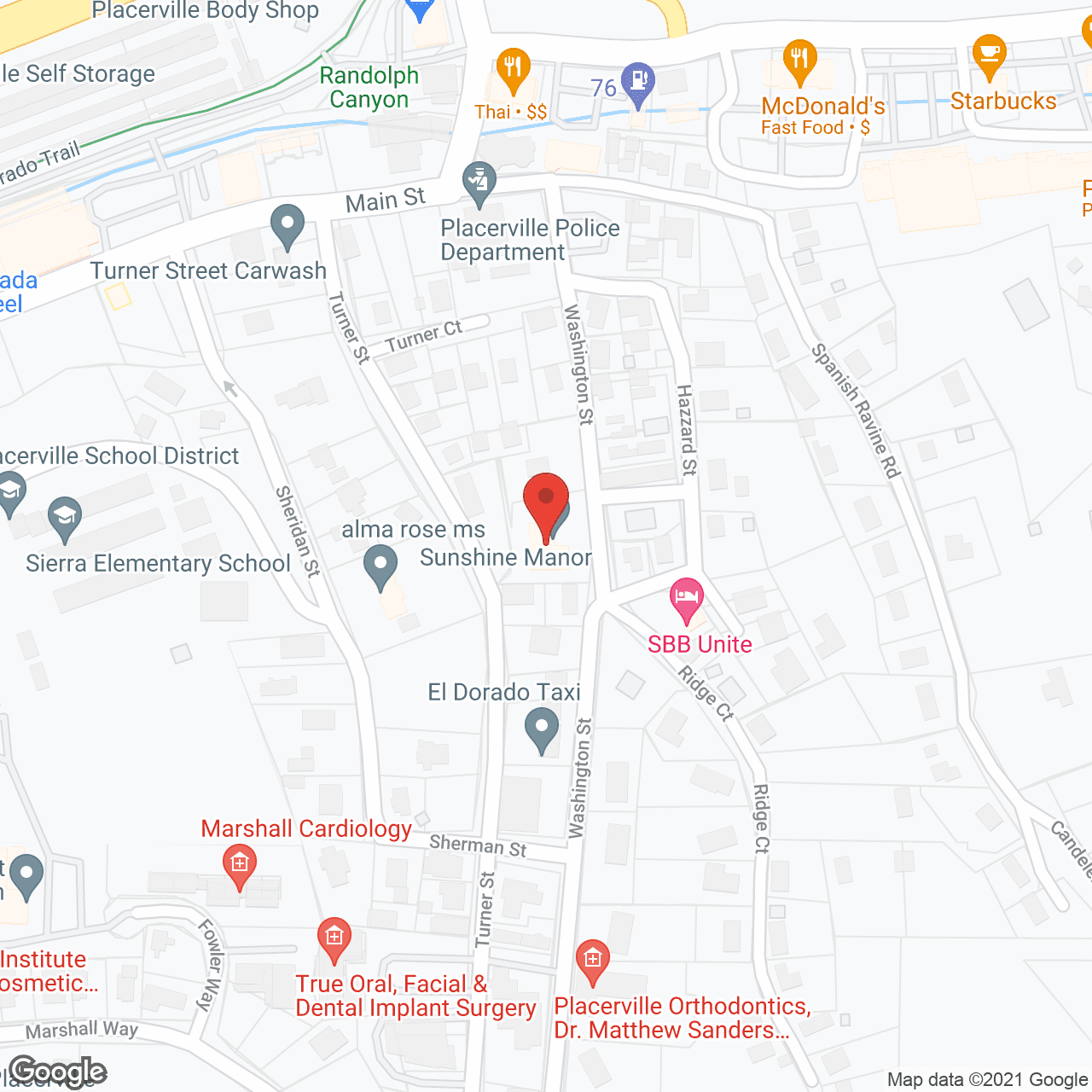Map of the neighborhood around Sunshine Manor